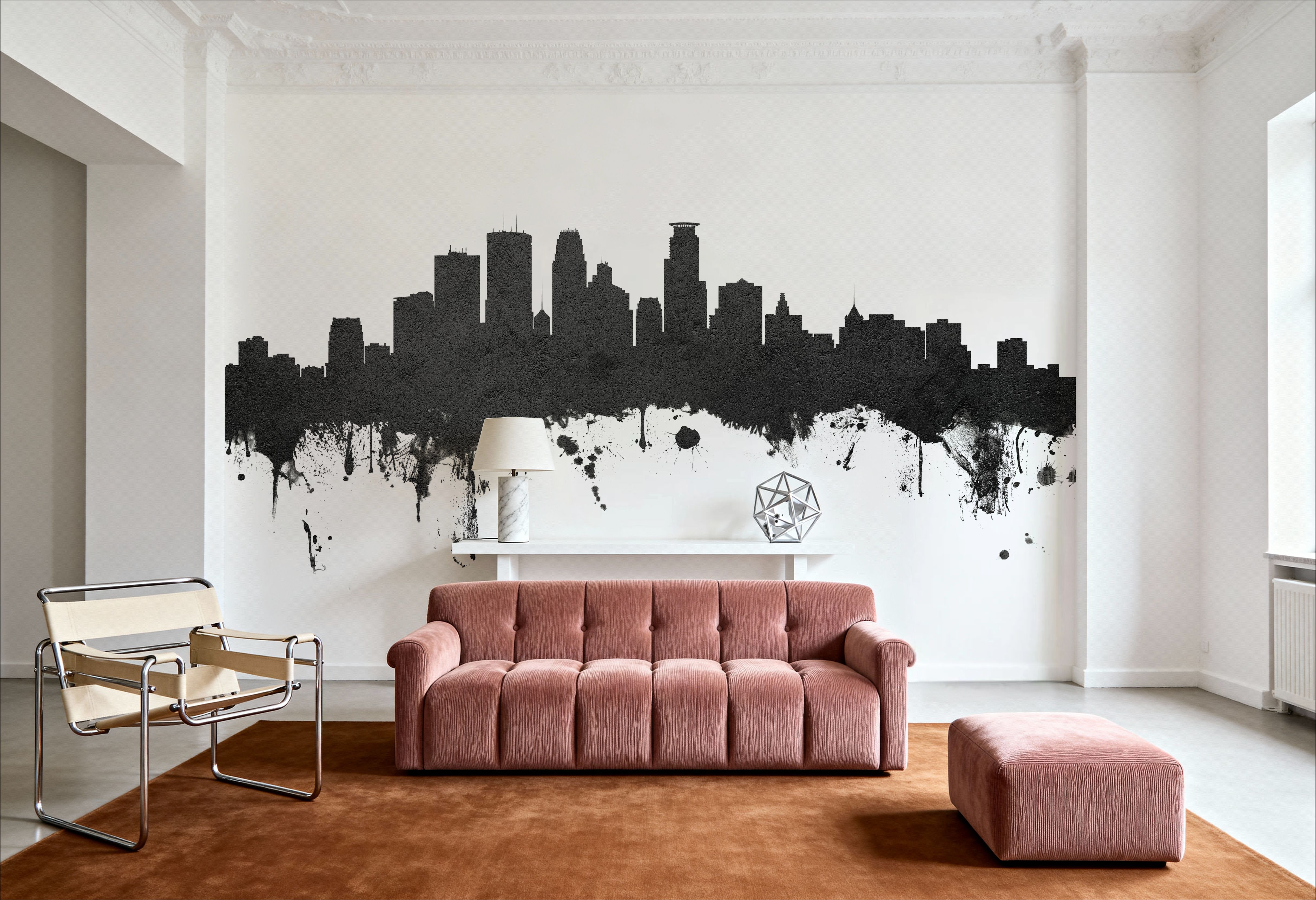 Minneapolis Minnesota Skyline Black & White, Wallpaper