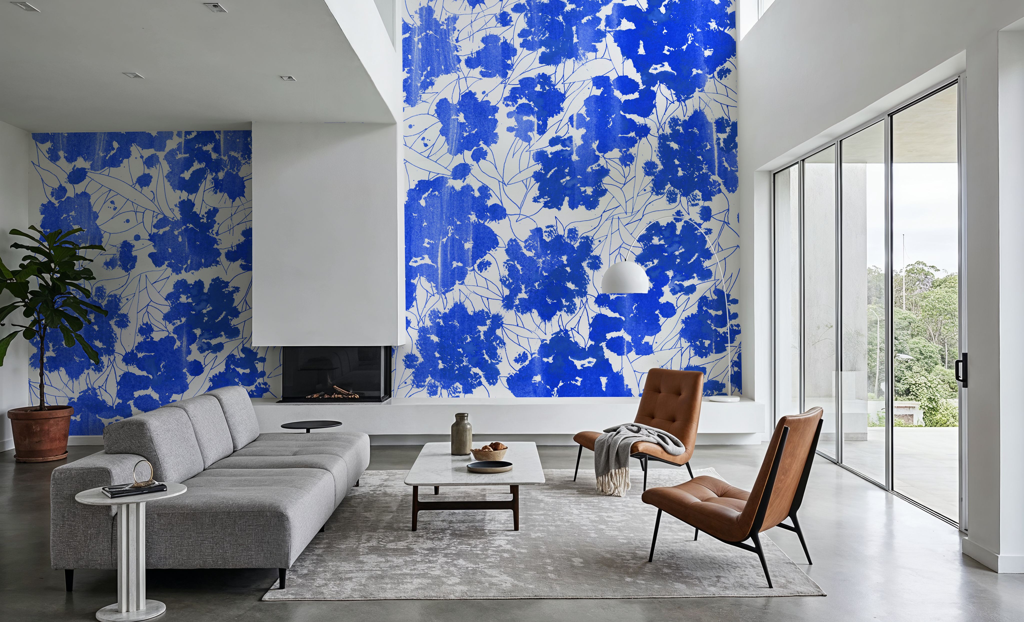 Indigo Poufs on White