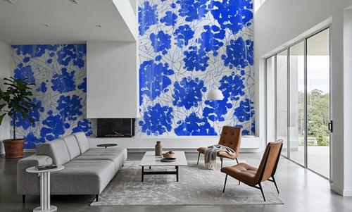 Indigo Poufs on White