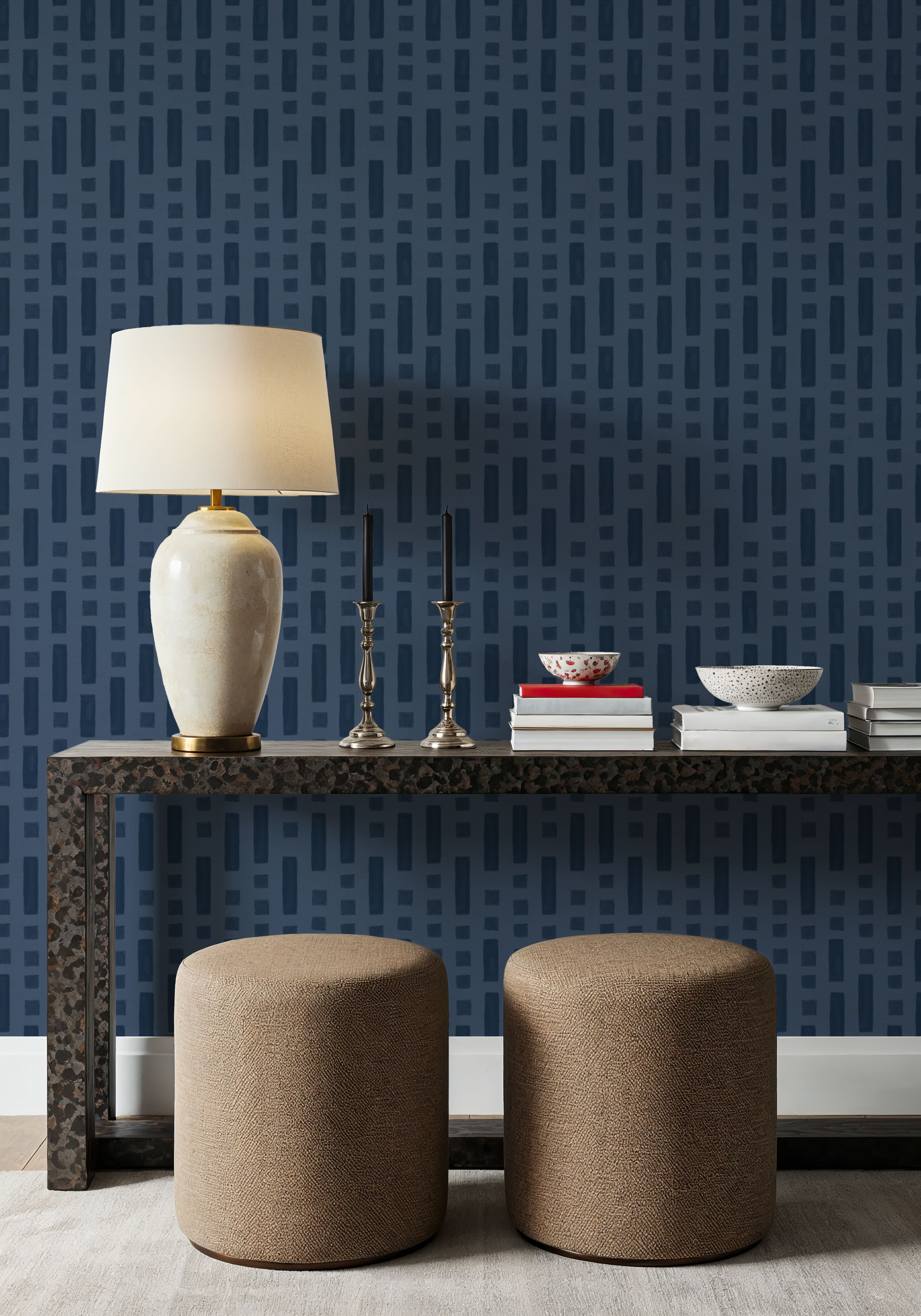 Coastal Signals Dark Blue, Wallpaper