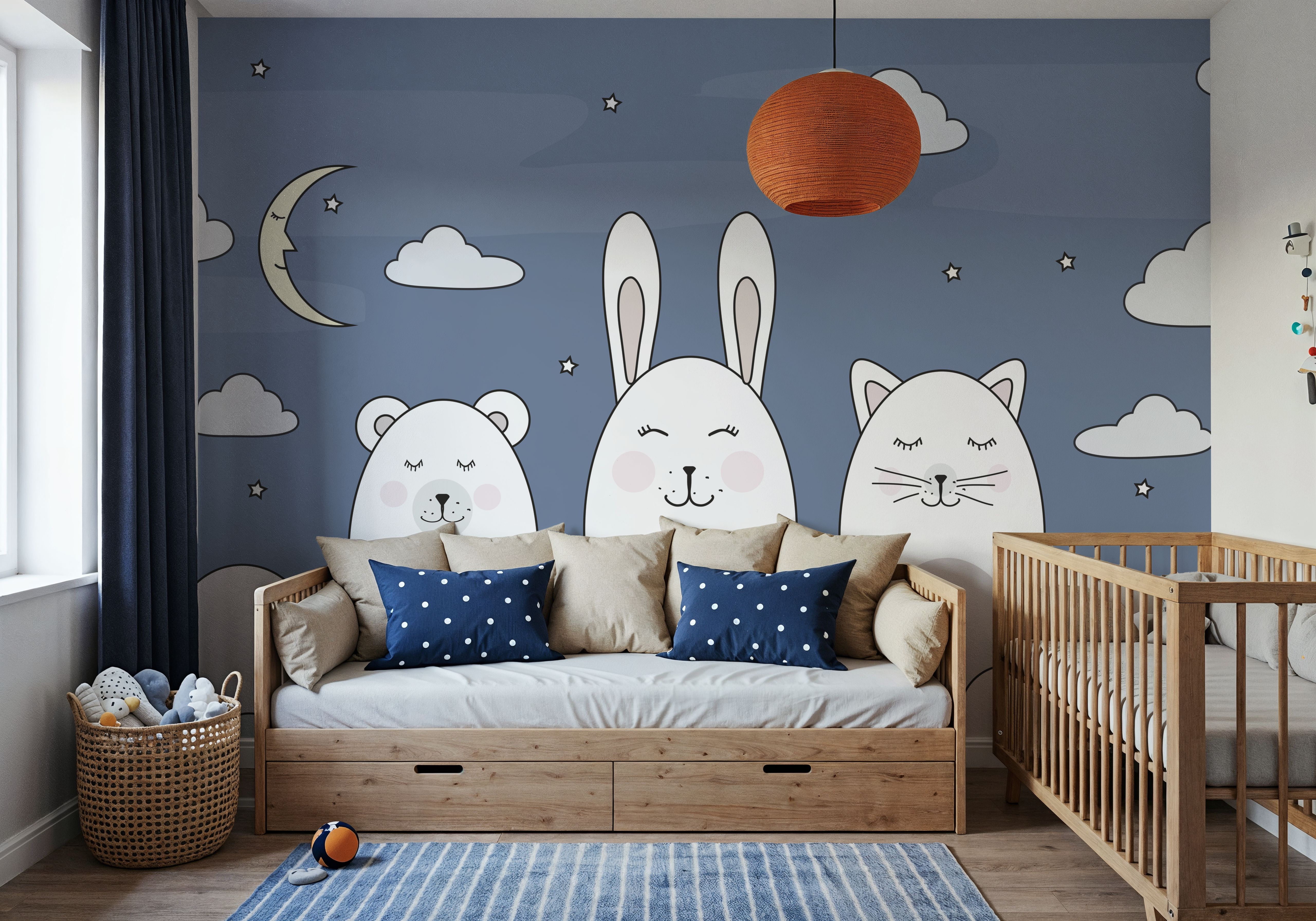 Sleeping Bunny Blue, Wallpaper