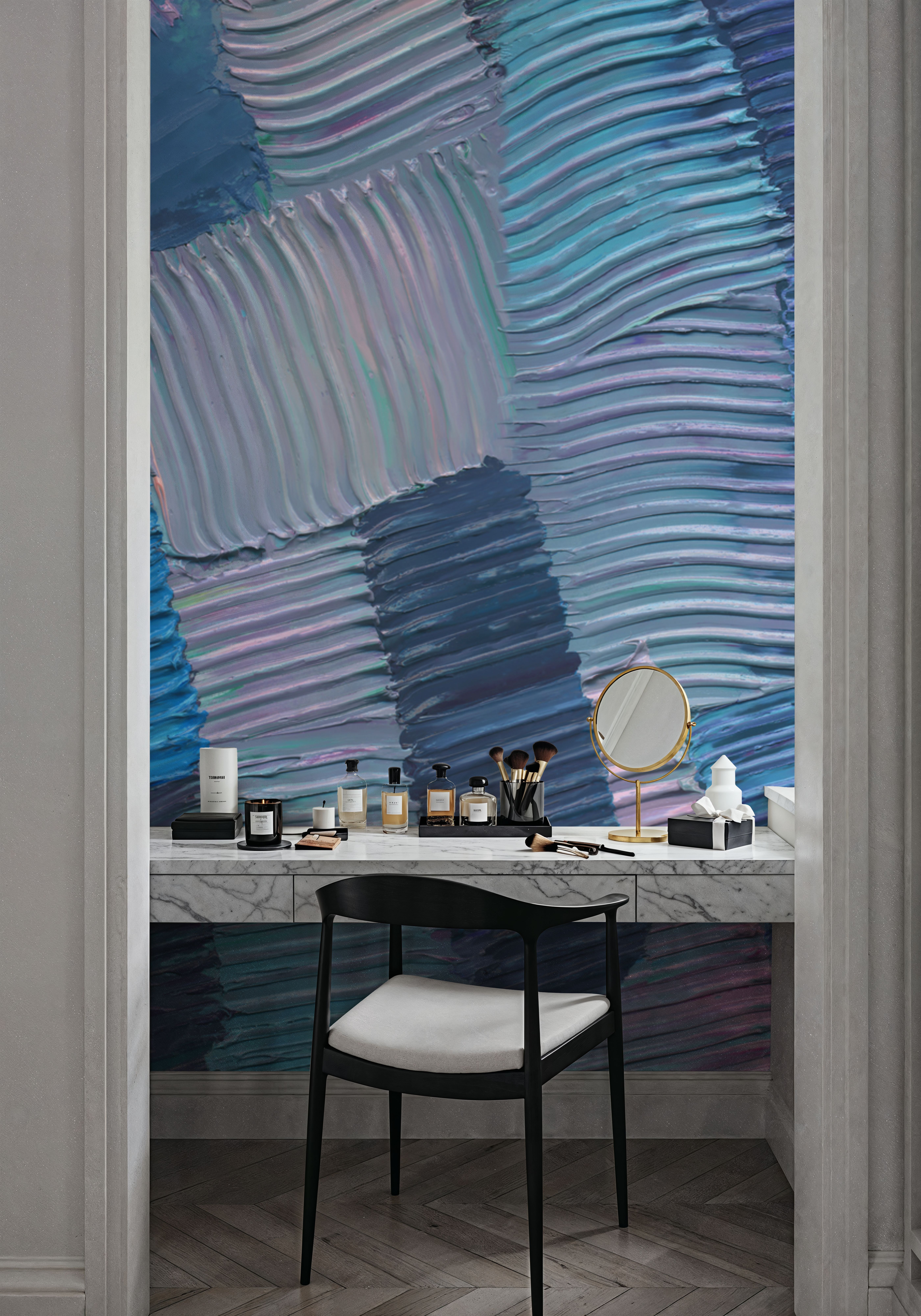 Abstract Stroke Texture Painting, Blue