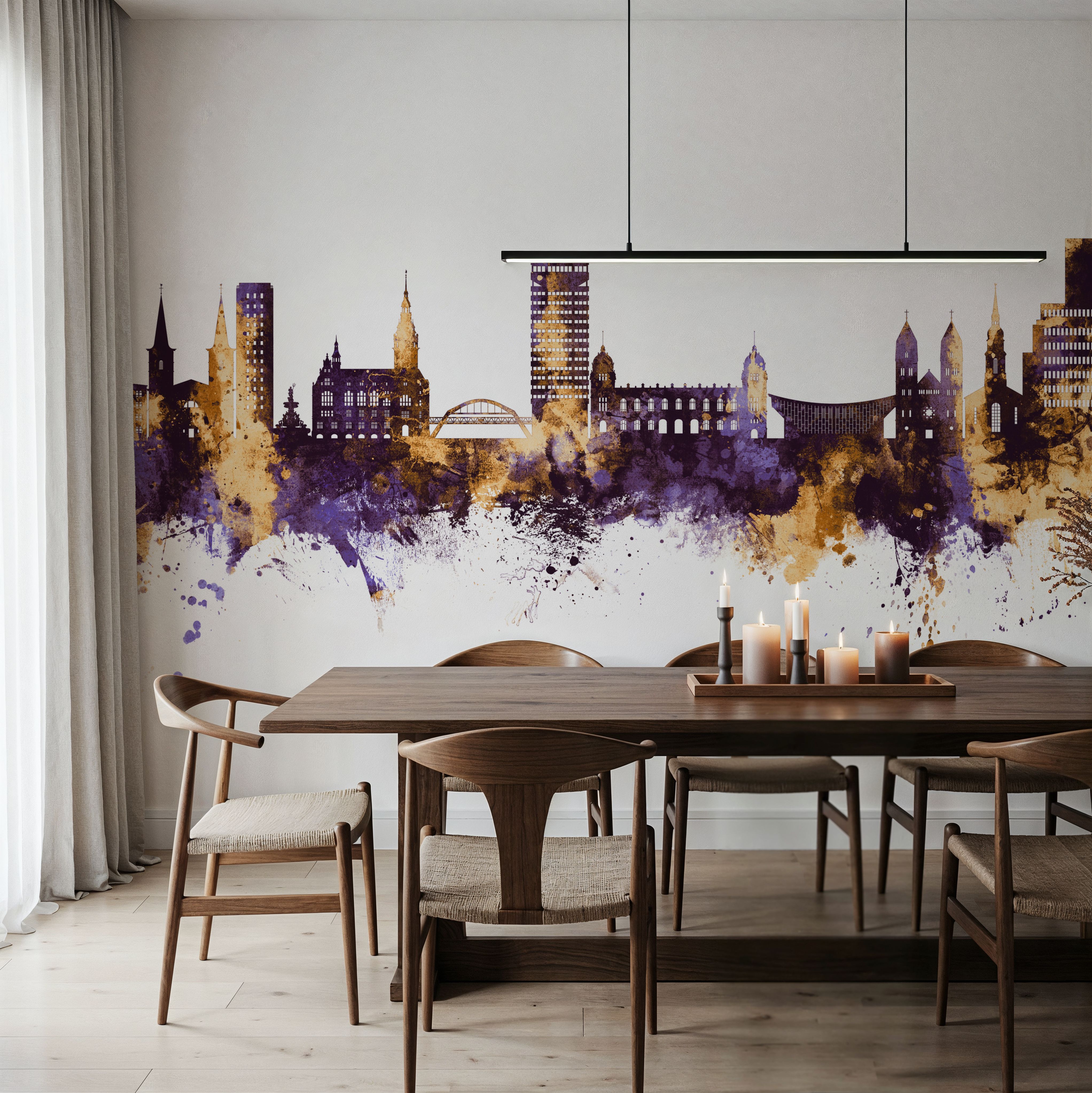 Wuppertal Germany Skyline Purple & Gold