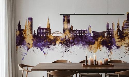 Wuppertal Germany Skyline Purple & Gold