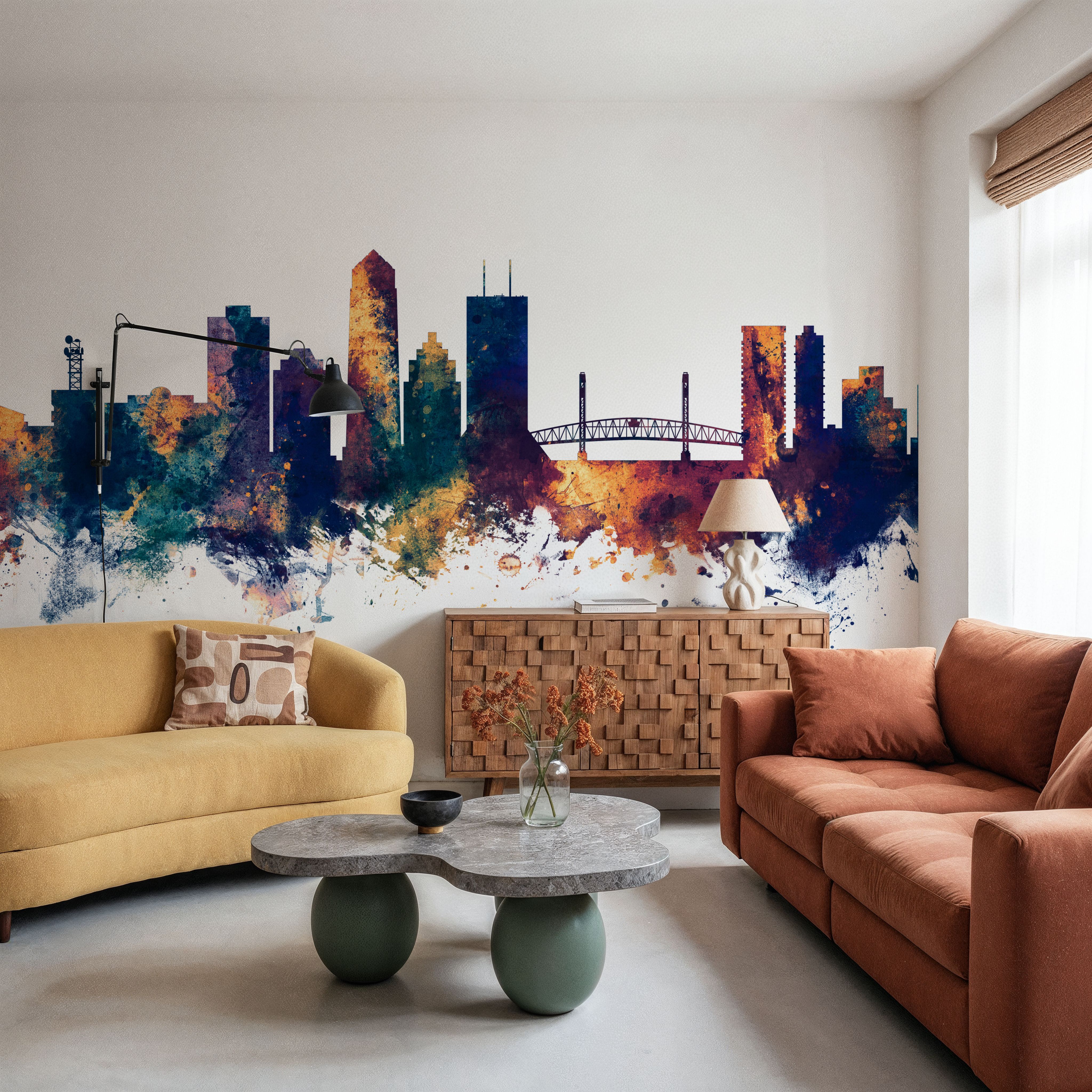 Jacksonville Florida Skyline Blue & Bronze