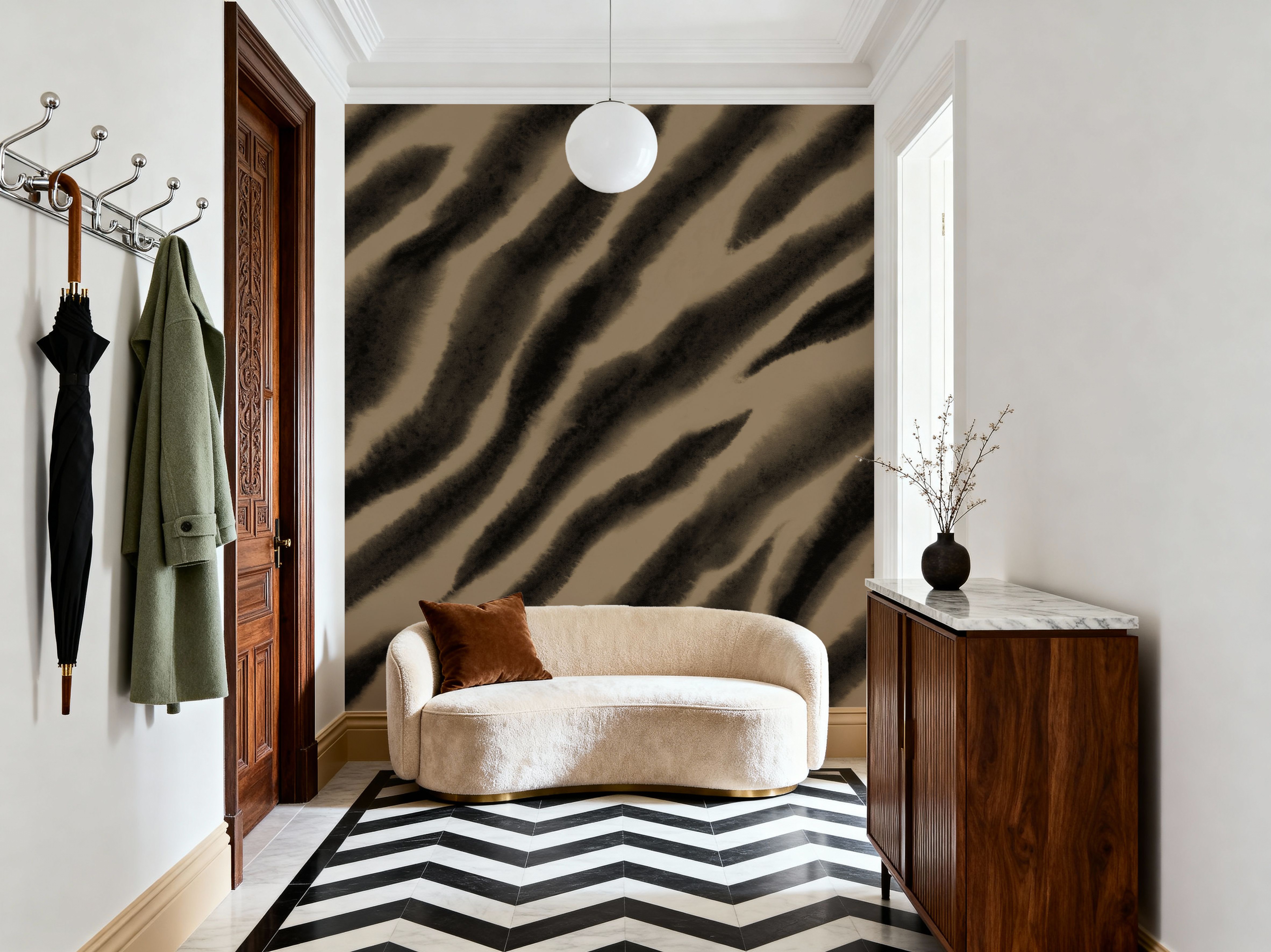 Watercolor Tiger Stripes, Mocha