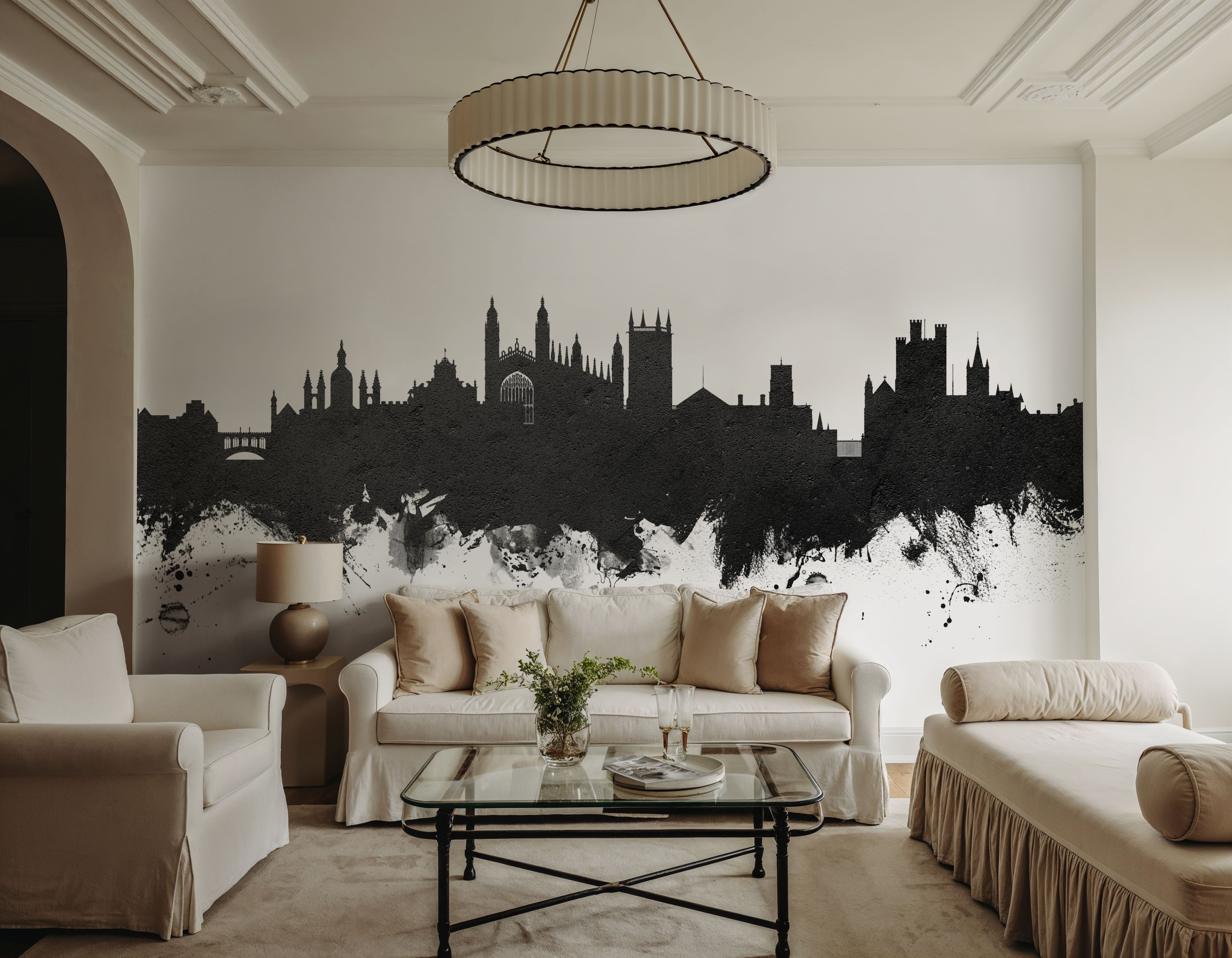 Cambridge England Skyline Black & White