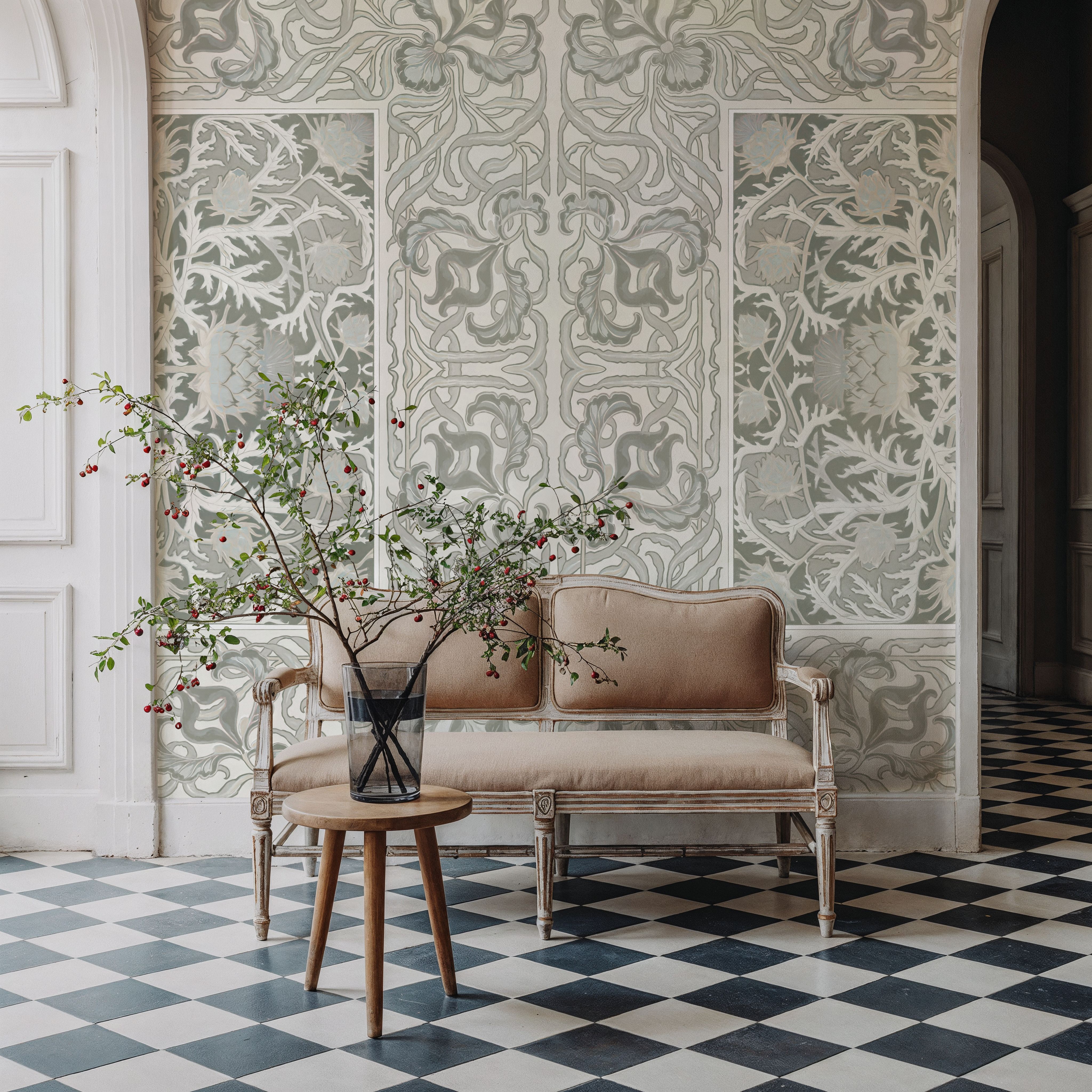 Iris & Thistle Ornament, Sage