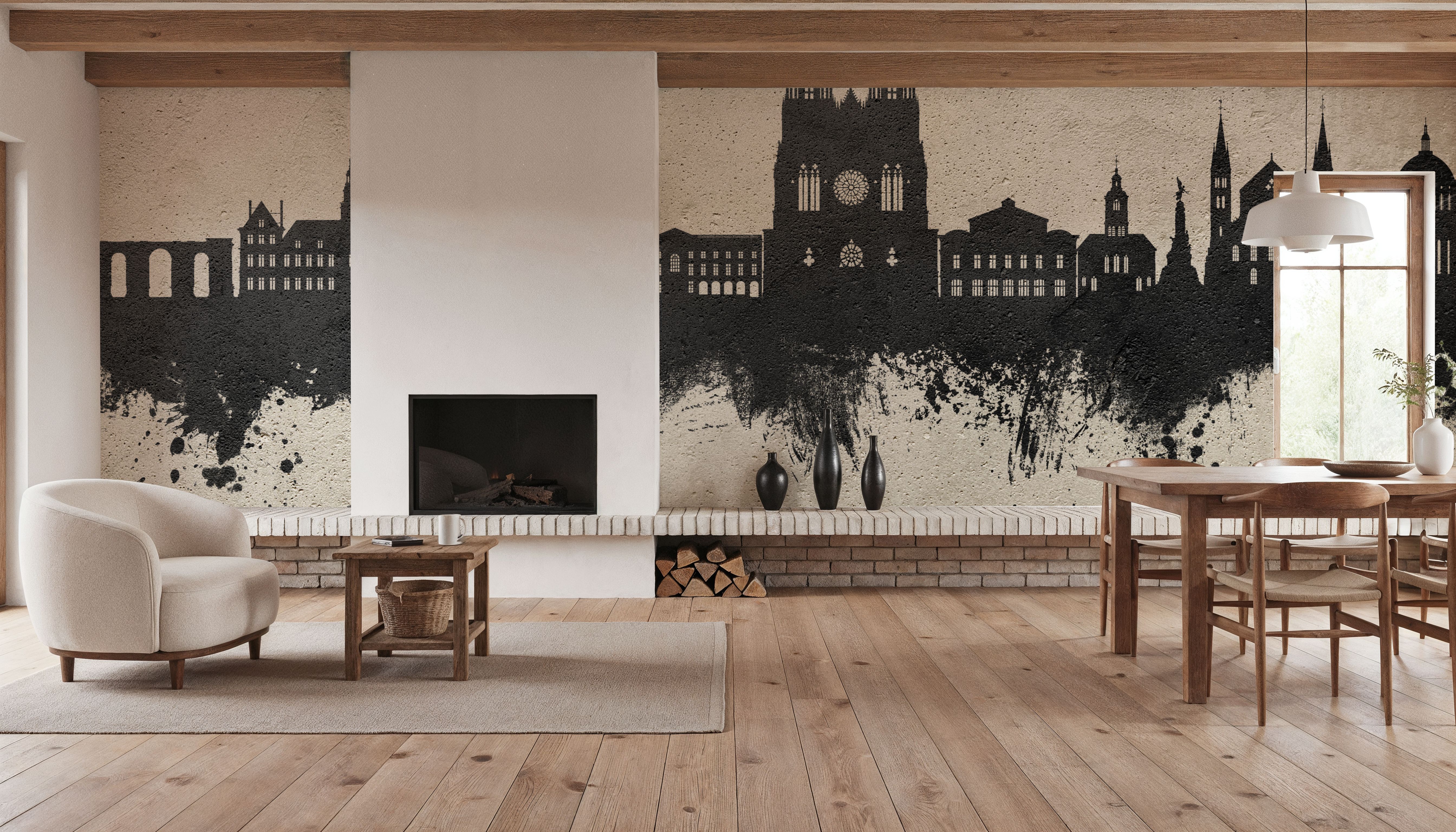 Reims France Skyline Concrete, Tapeten