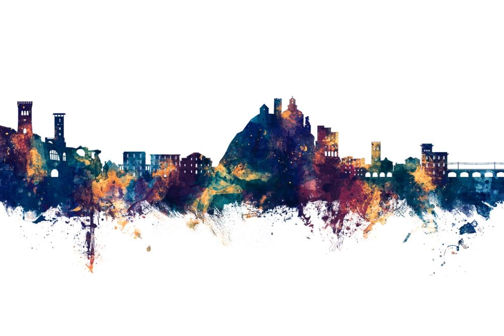 Monterosso al Mare Italy Skyline Blue & Bronze