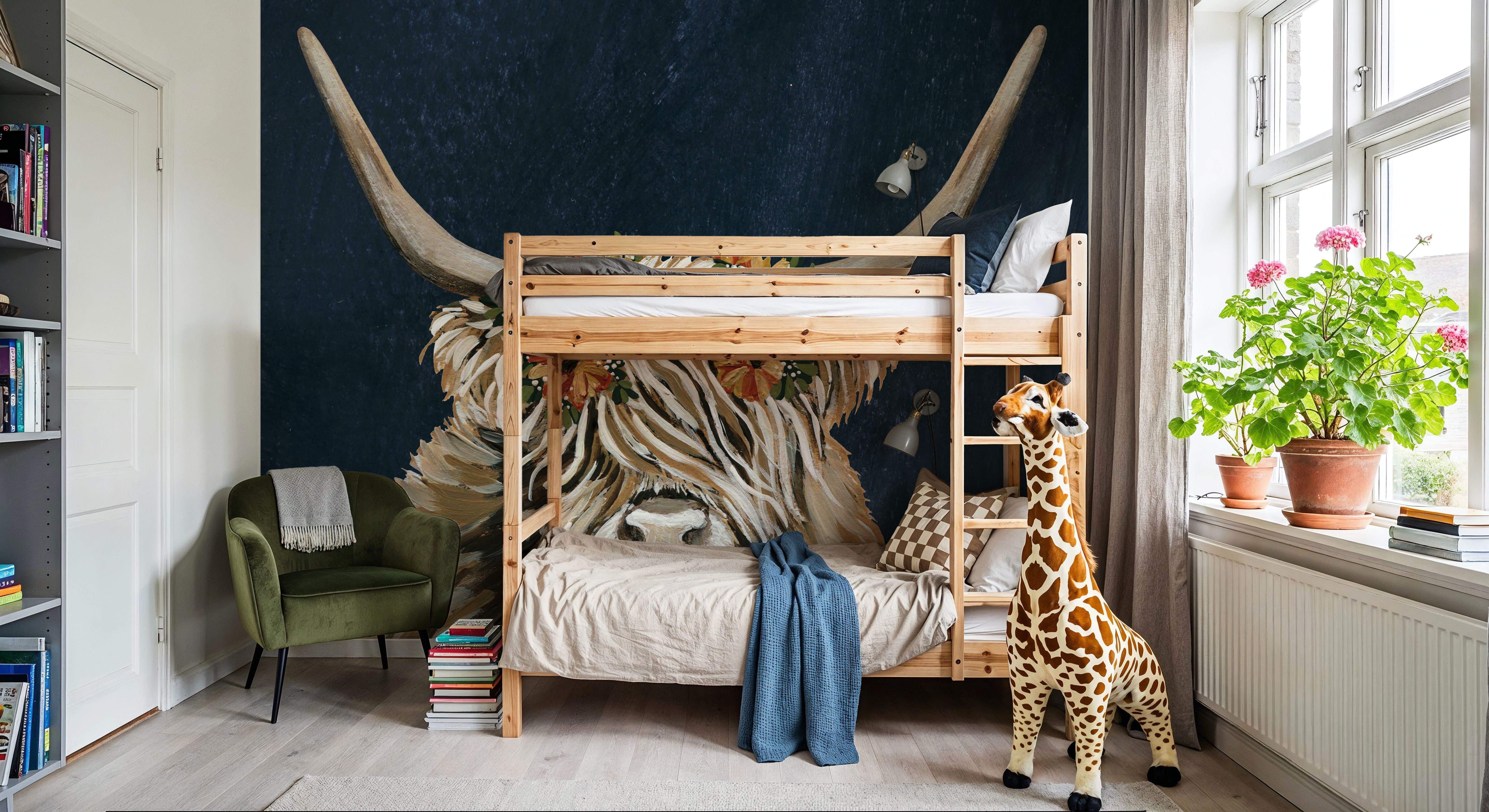 Harvest Cow Floral Texture Dark