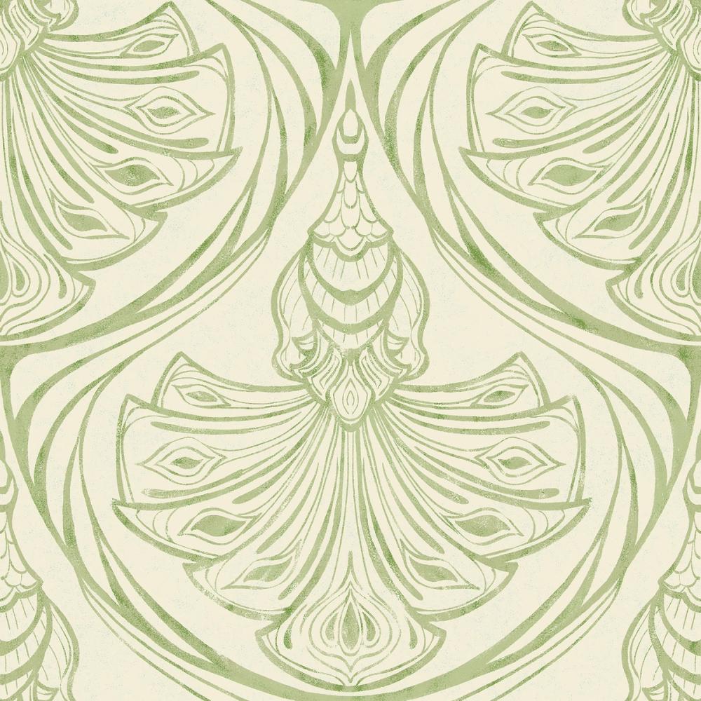Art Deco Peacock Scallops, Sage
