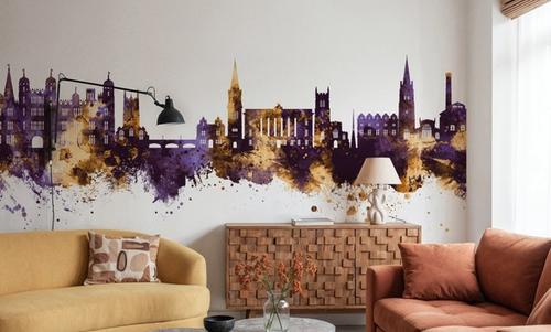 Stamford England Skyline Purple & Gold