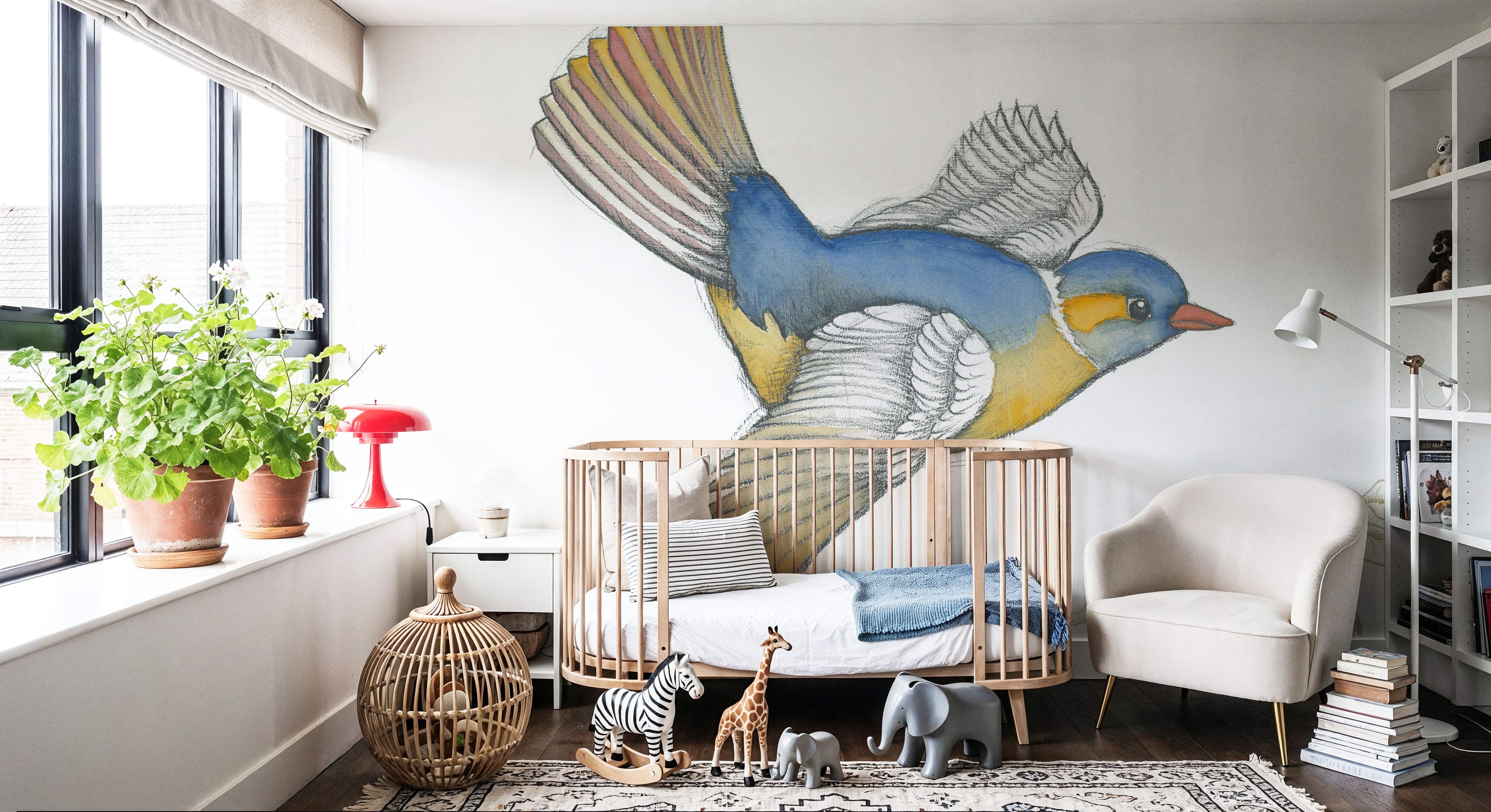 Arts and Crafts Birds III on White