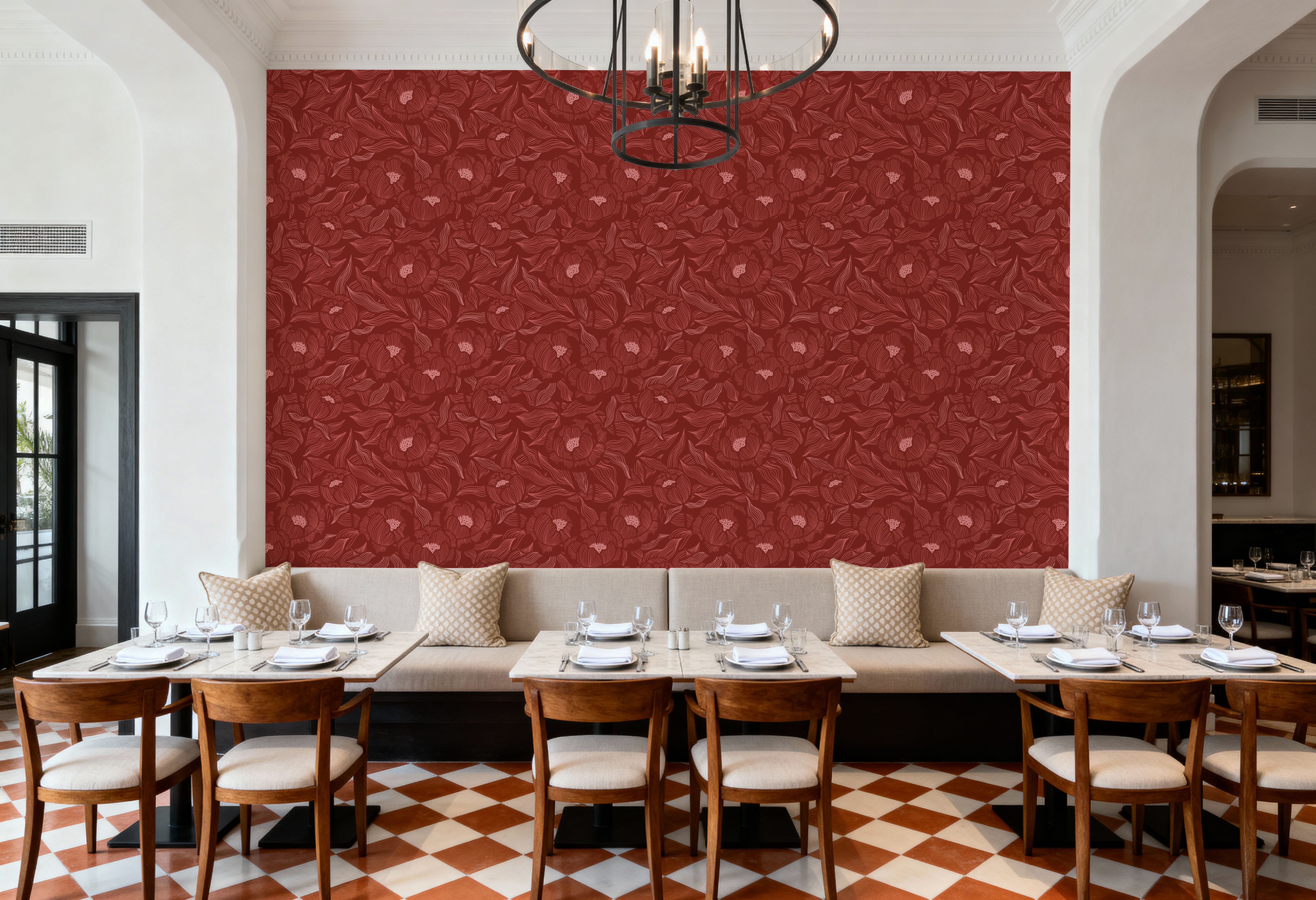 Hidden Peonies, Pink on Brick