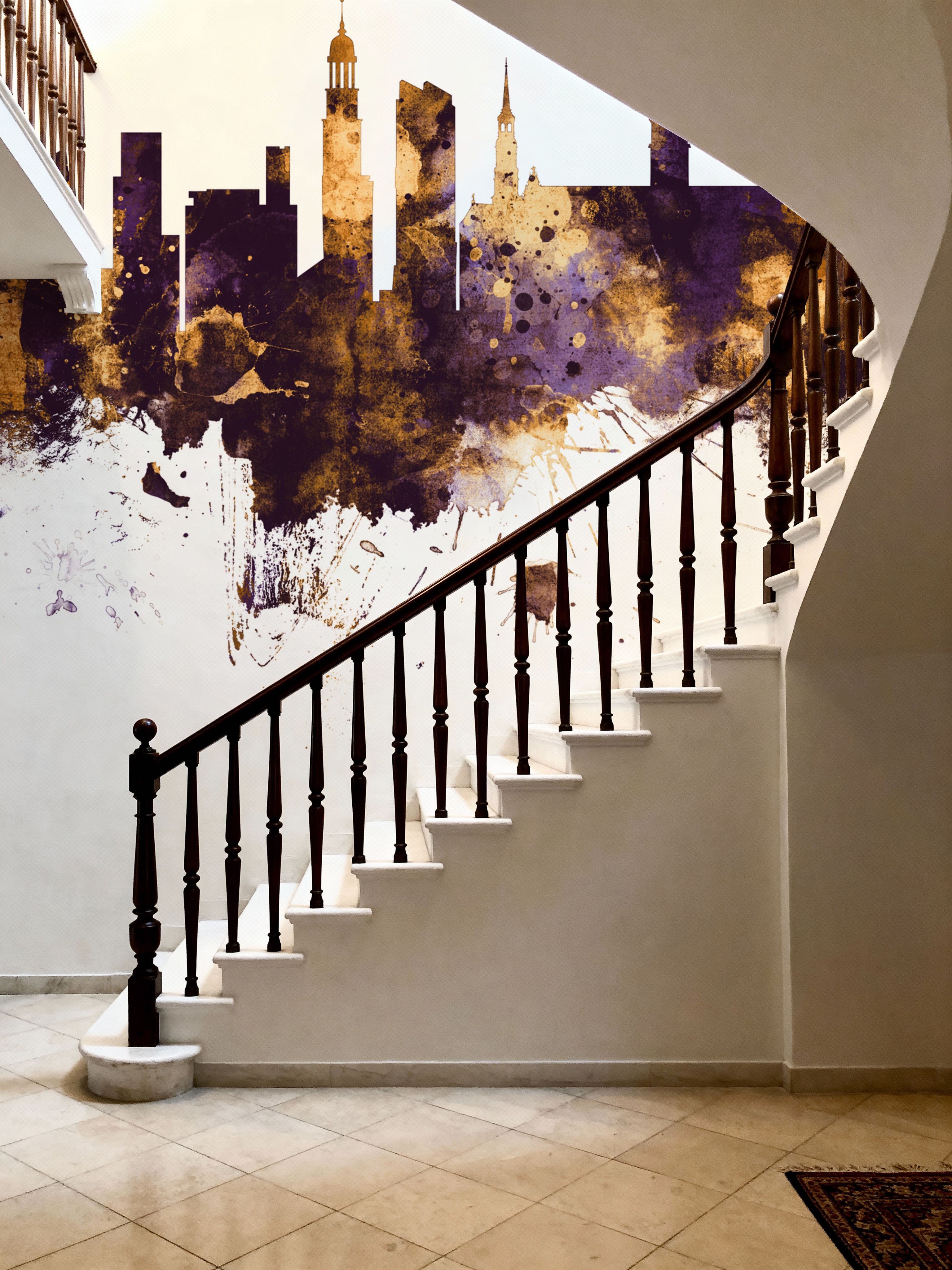 Hamburg Germany Skyline Purlpe & Gold