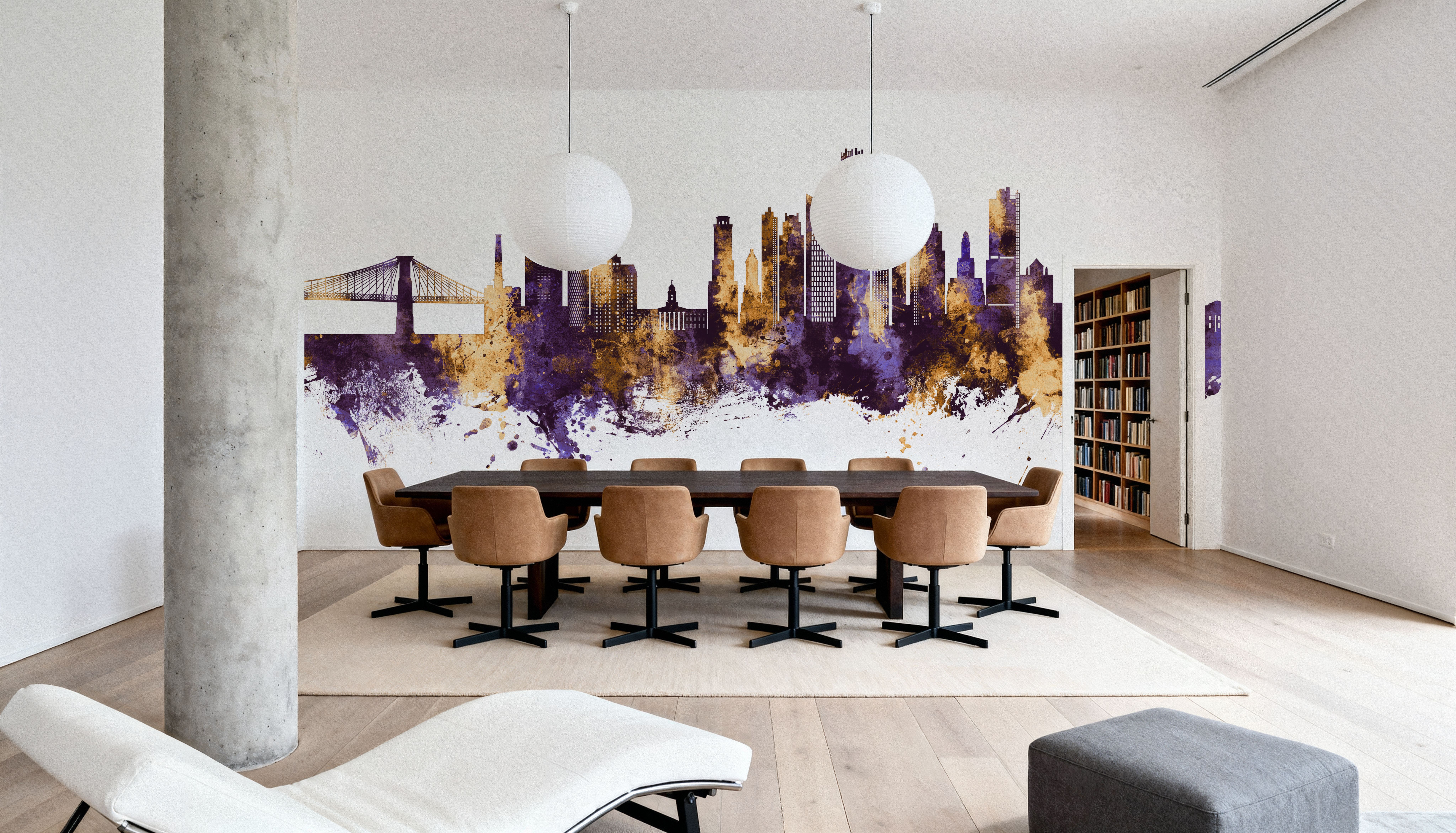 Brooklyn New York Skyline Purple & Gold