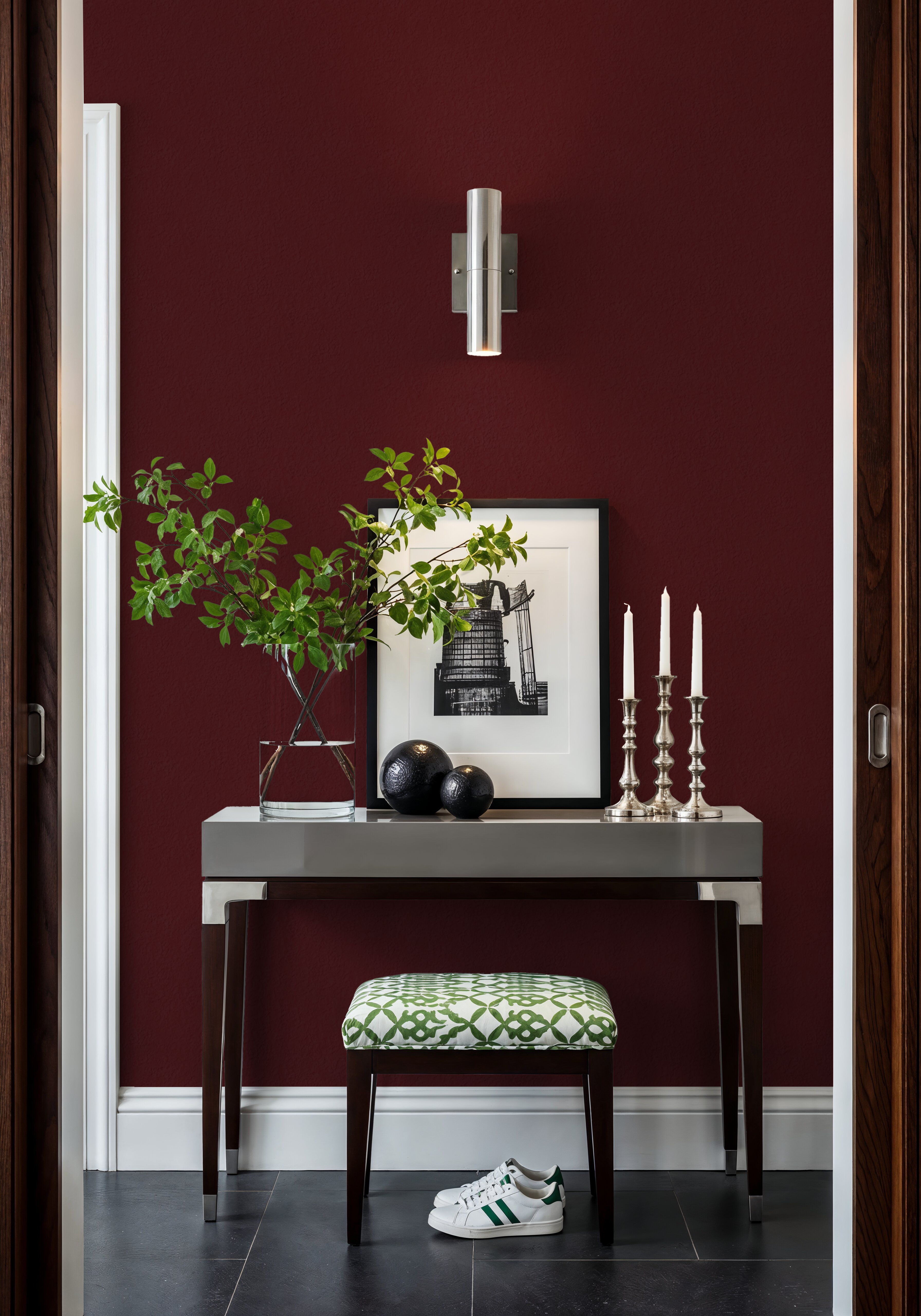 Faux Sand Stucco Finish, Burgundy