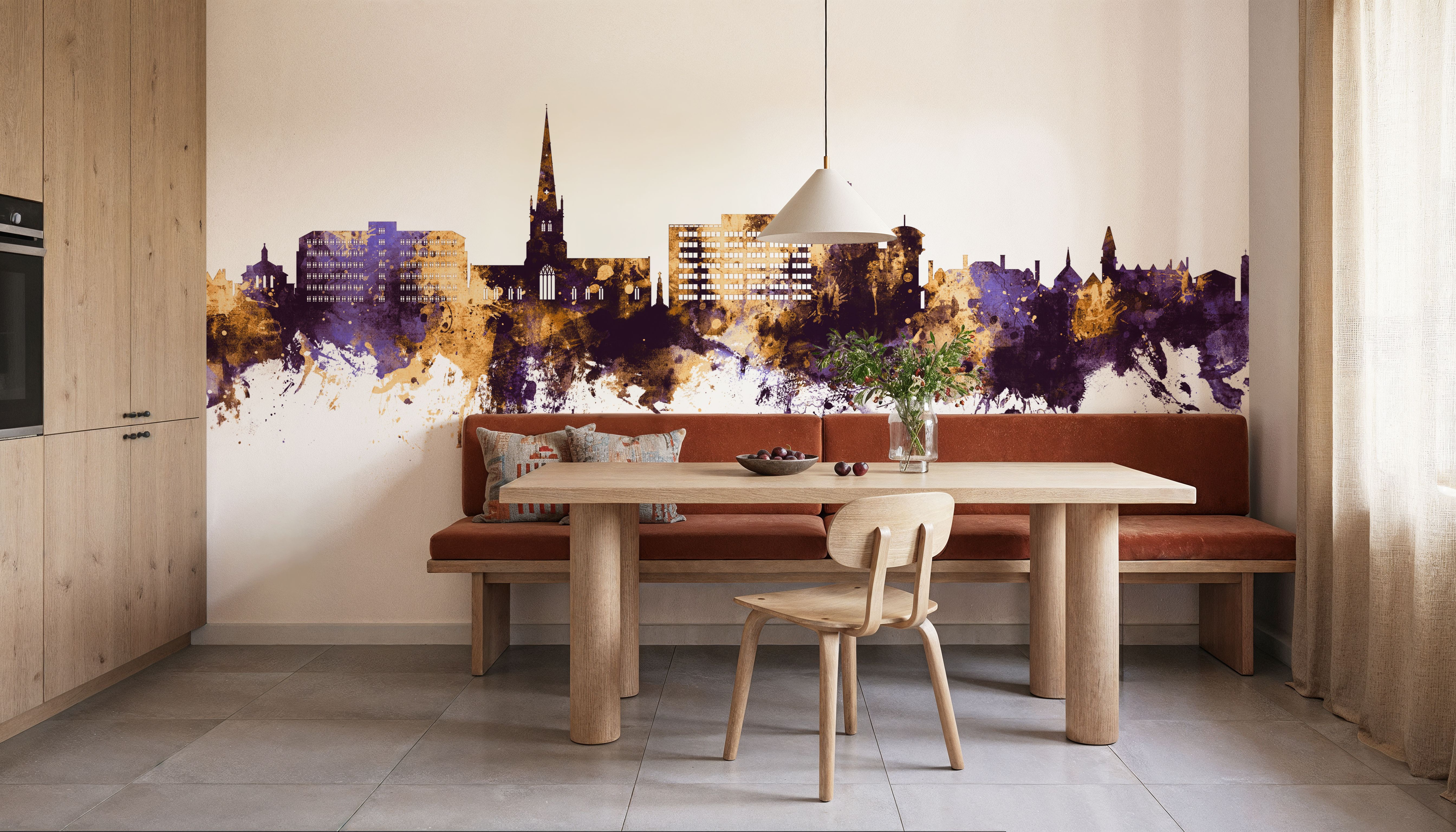 Solihull England Skyline Purple & Gold
