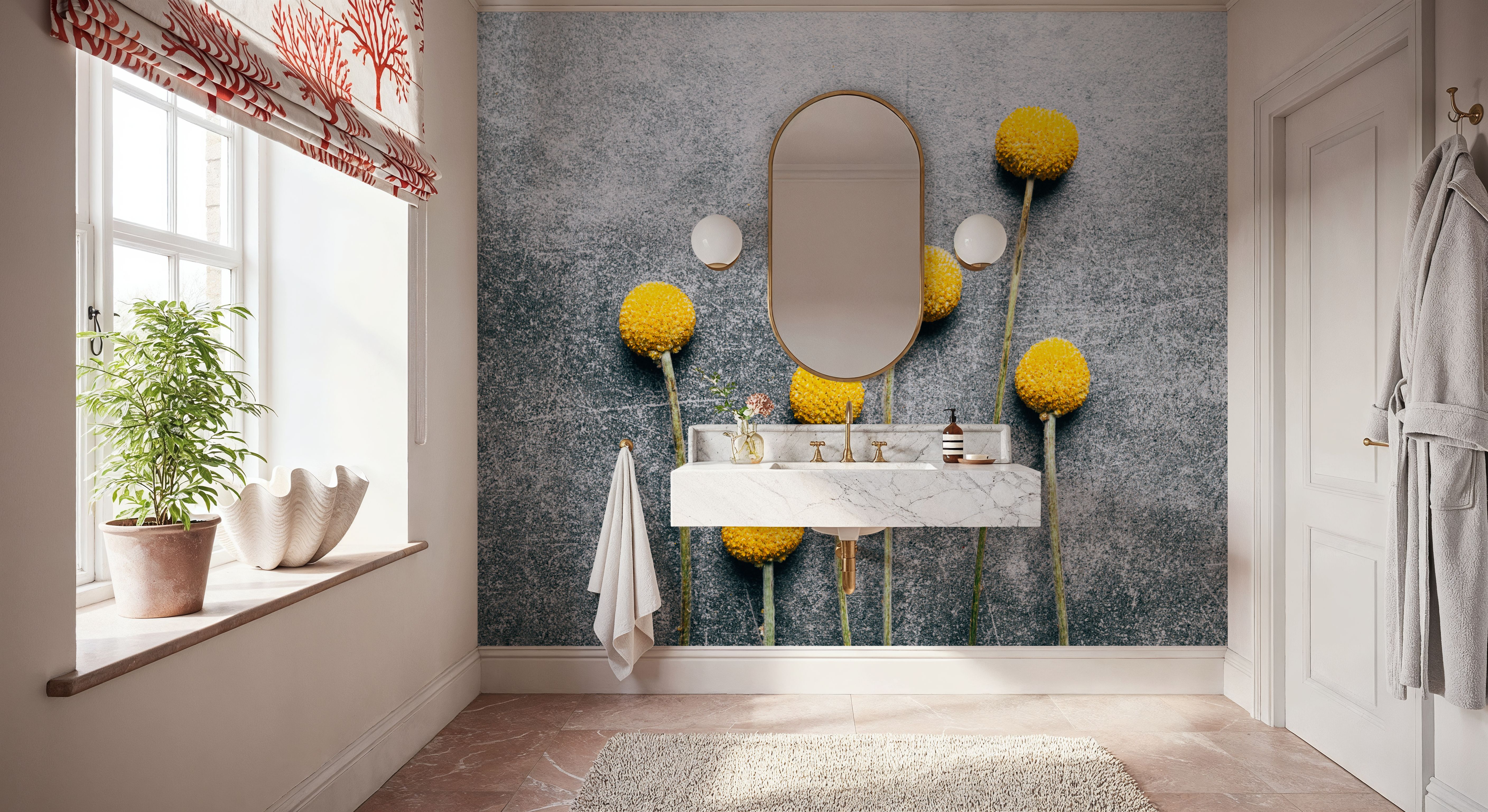 Craspedia Dry Flowers, Carte da parati