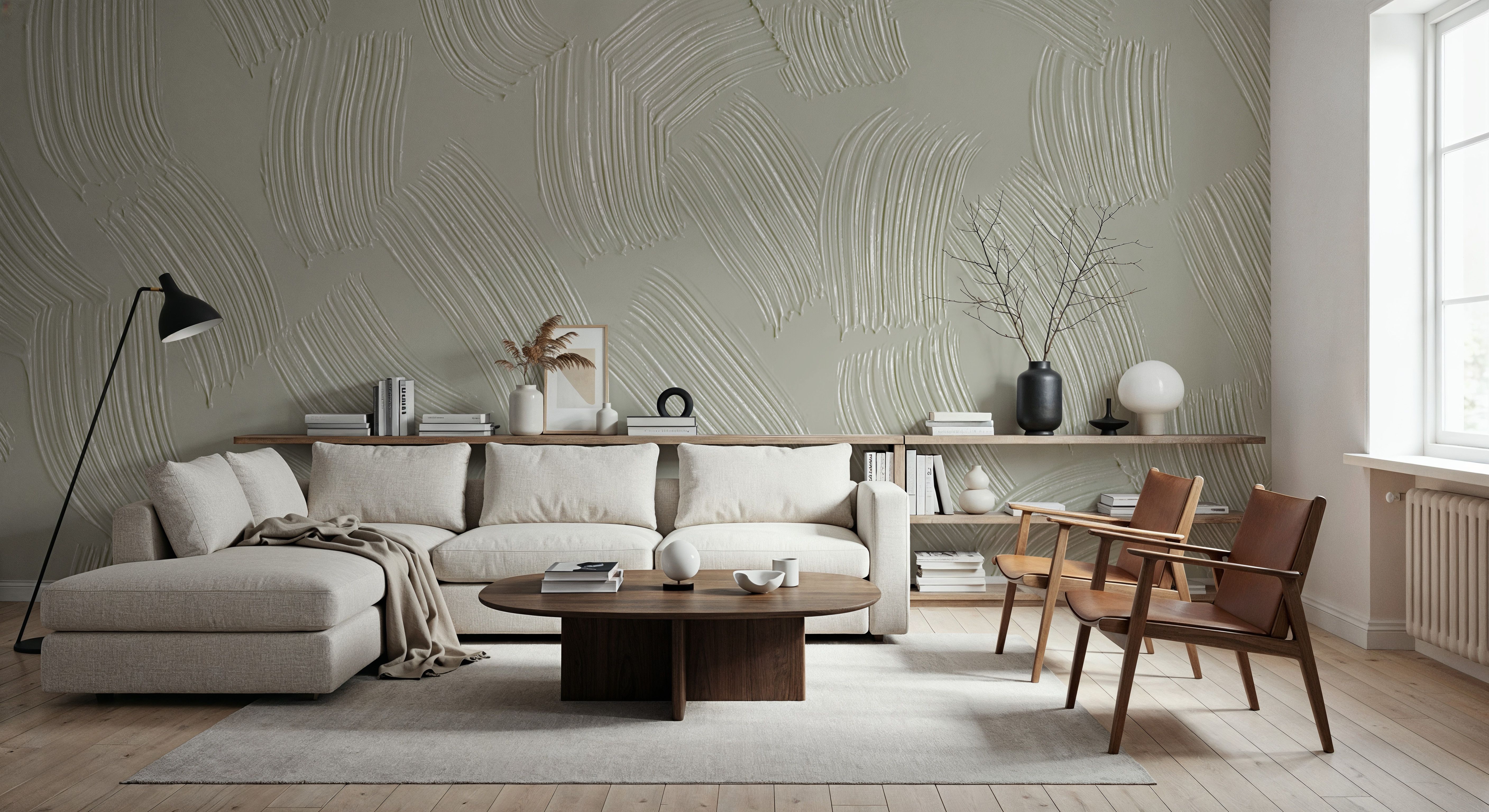 Stylized Brush Strokes, Beige