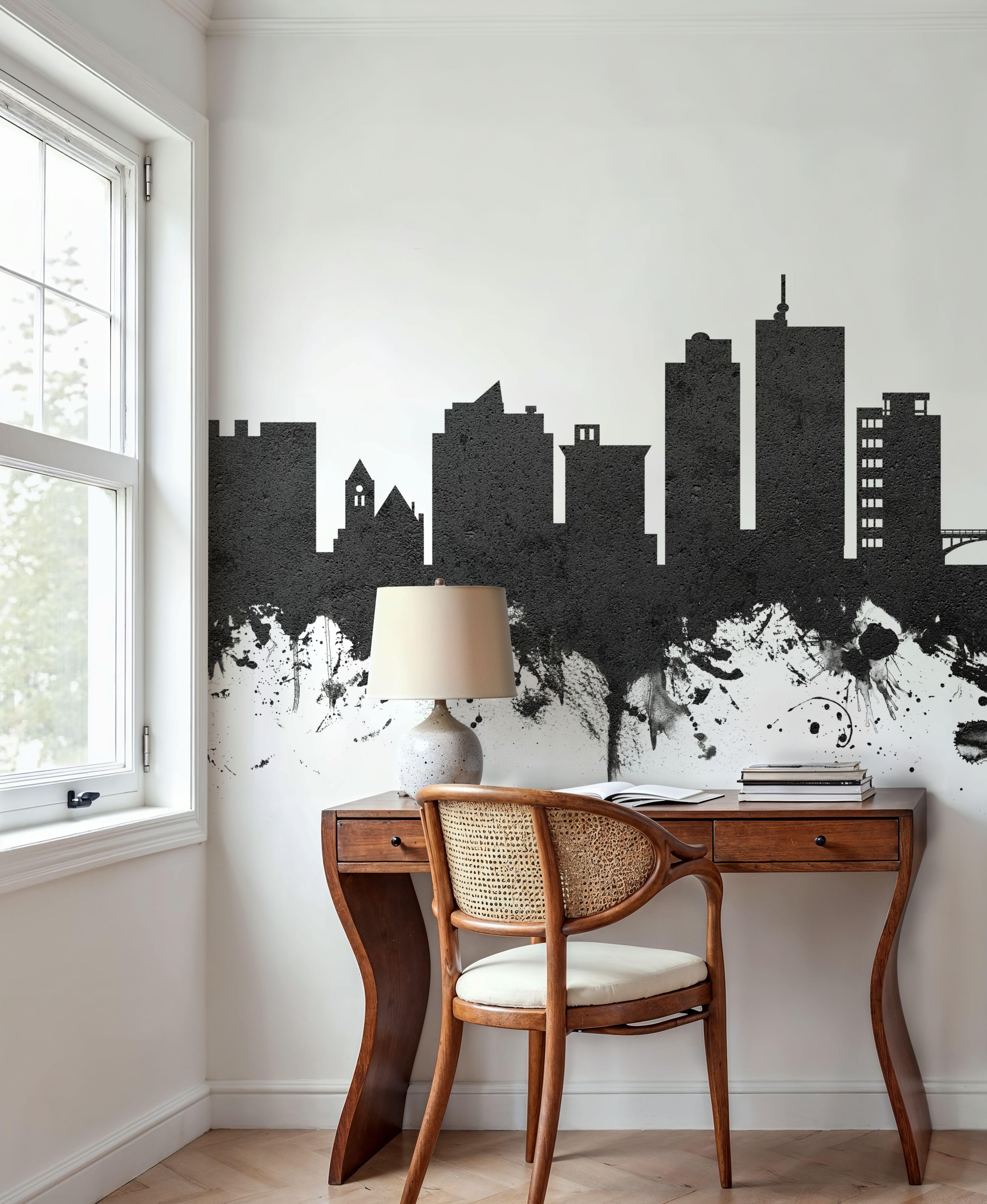 Cedar Rapids Iowa Skyline Black & White