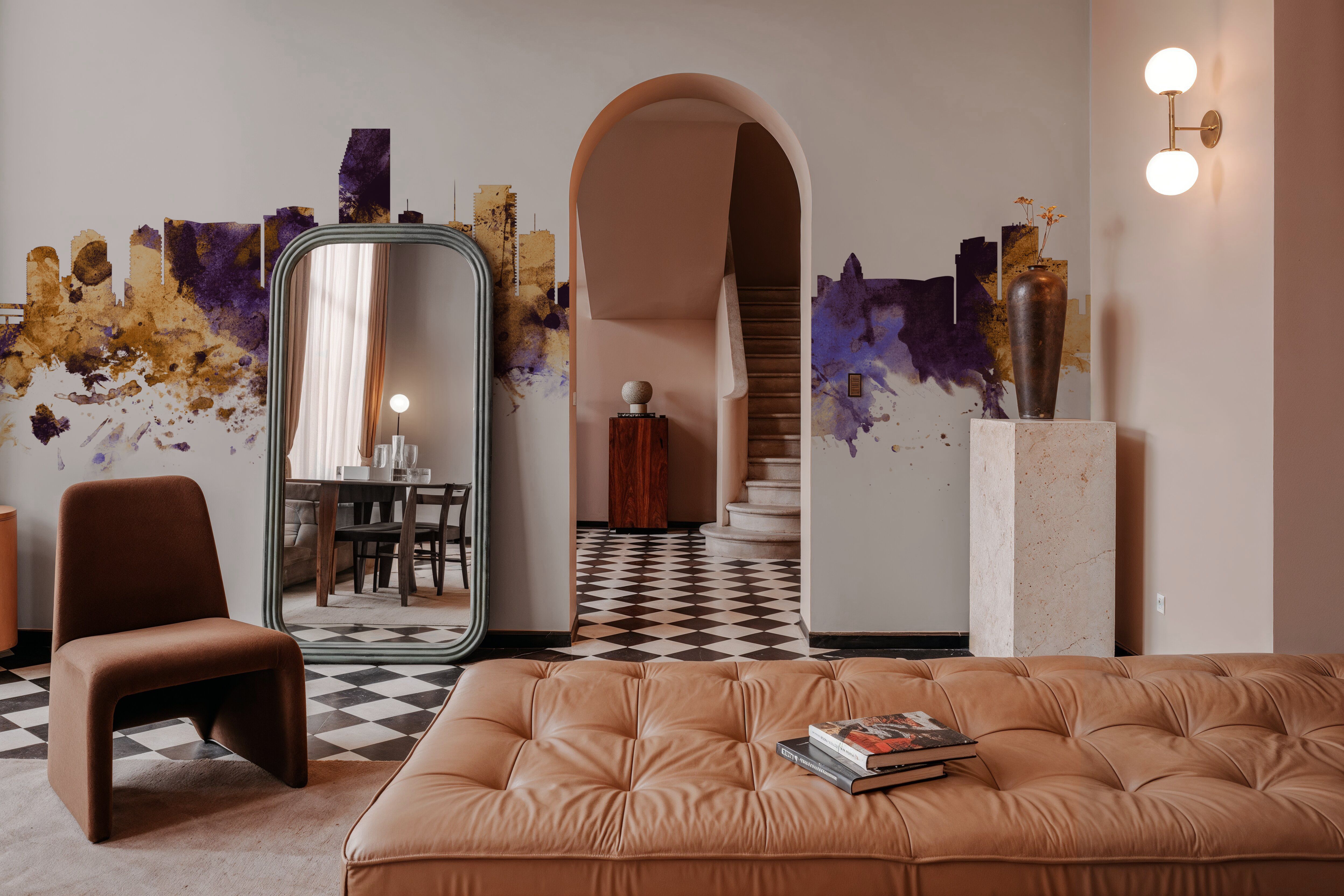 Miami Florida Skyline Purple & Gold