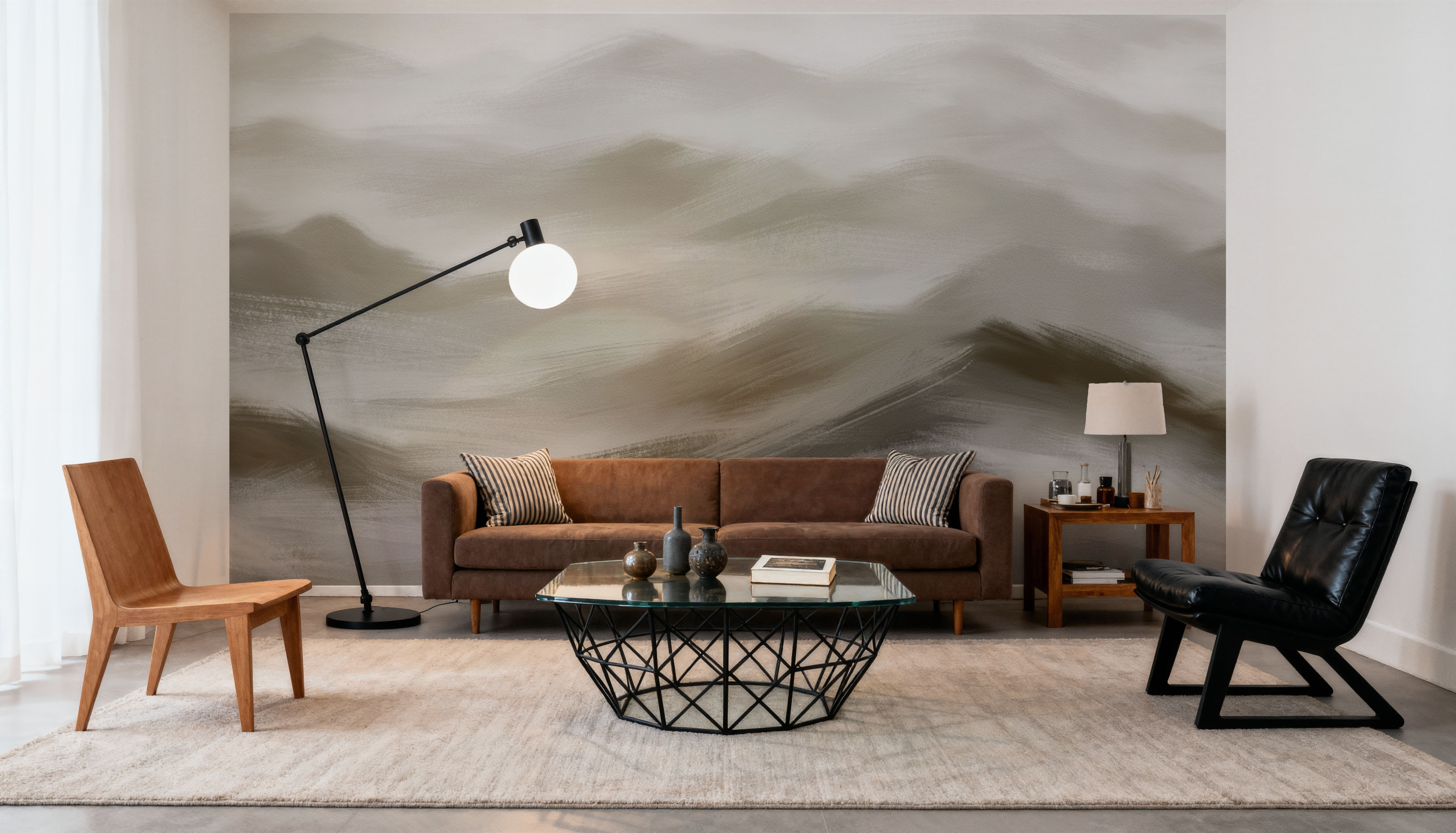 Foggy Mountains, Sepia, Wallpaper