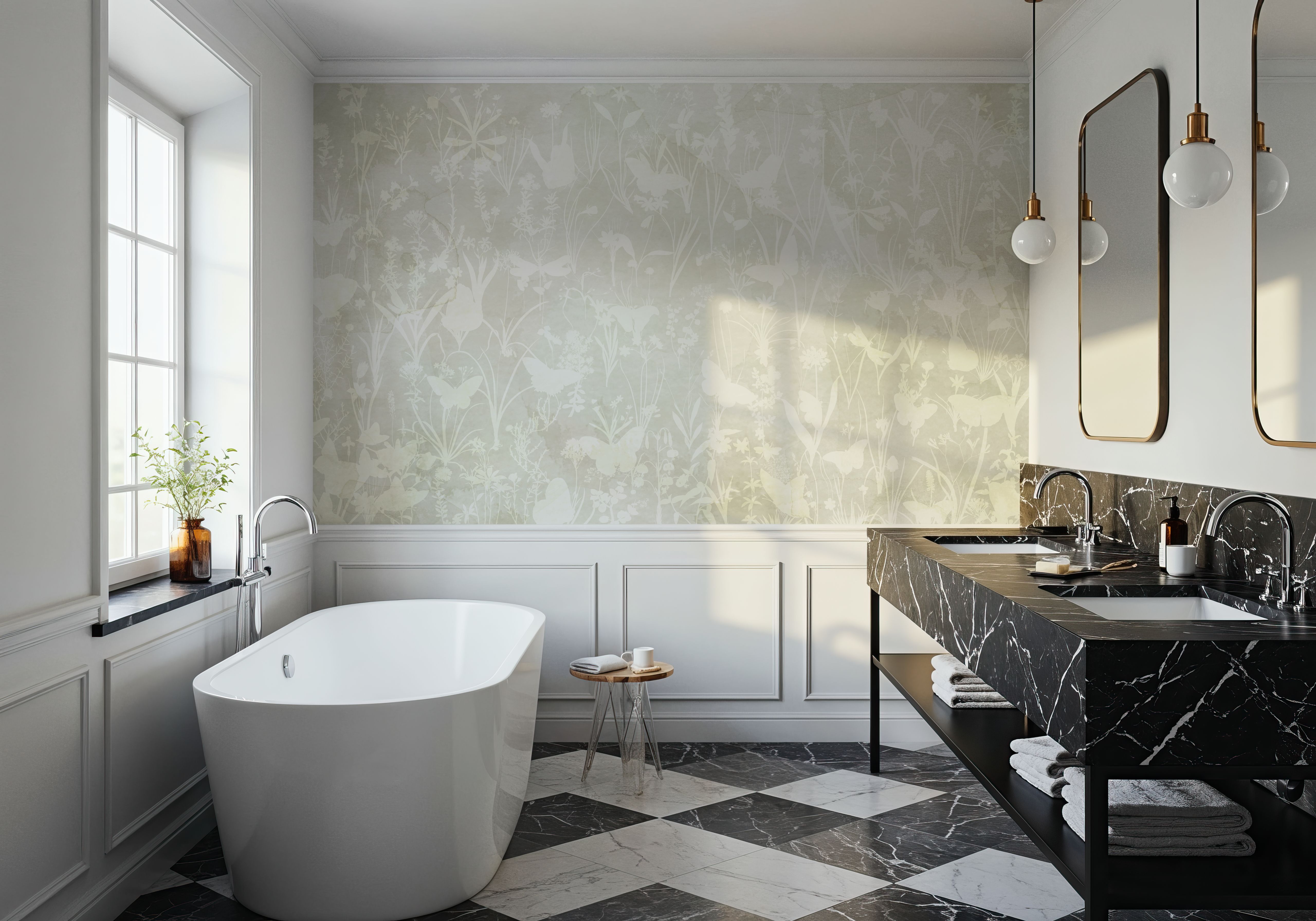 Herbals and Butterflies Double Silhouette Light Green