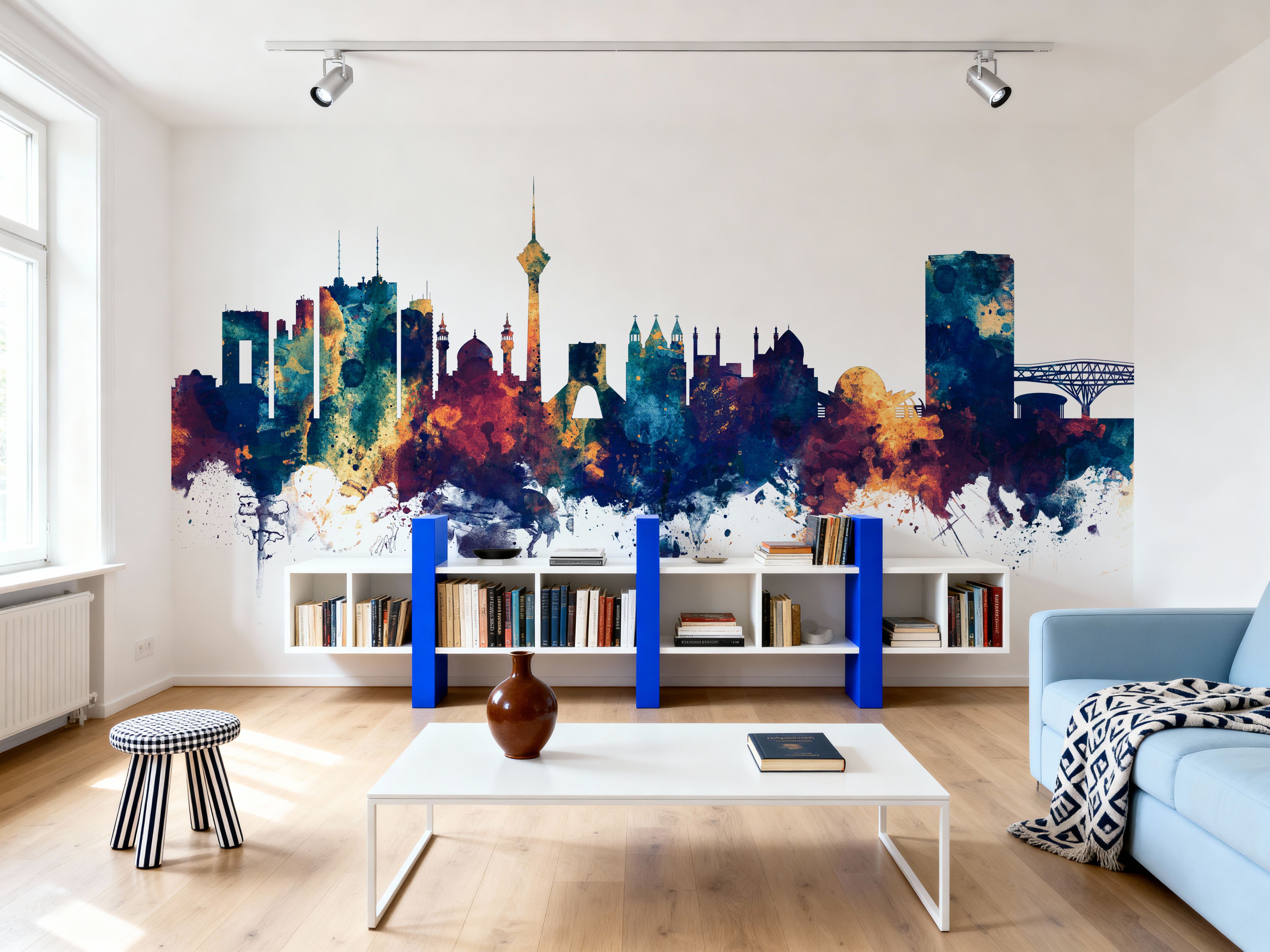 Tehran Iran Skyline Blue & Bronze