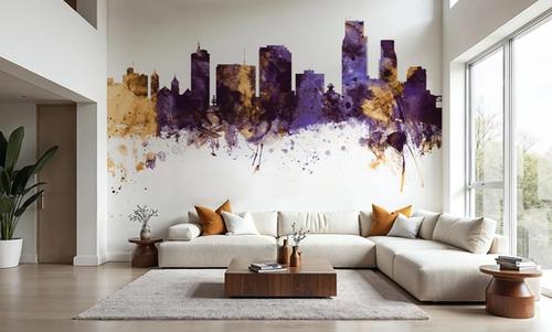 Corpus Christi Texas Skyline Purple & Gold