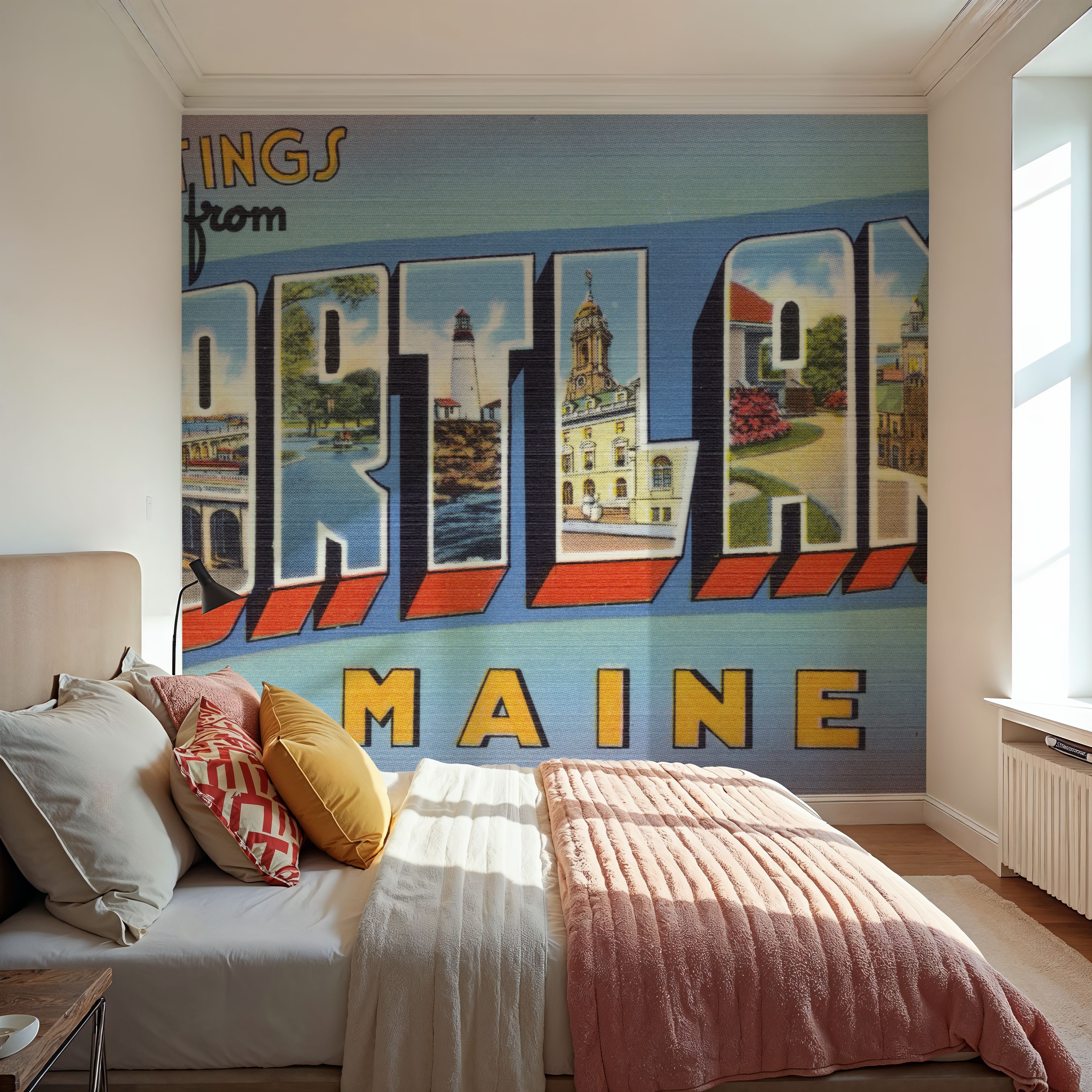 Greetings from Portland MA. - Screenprint Postcard