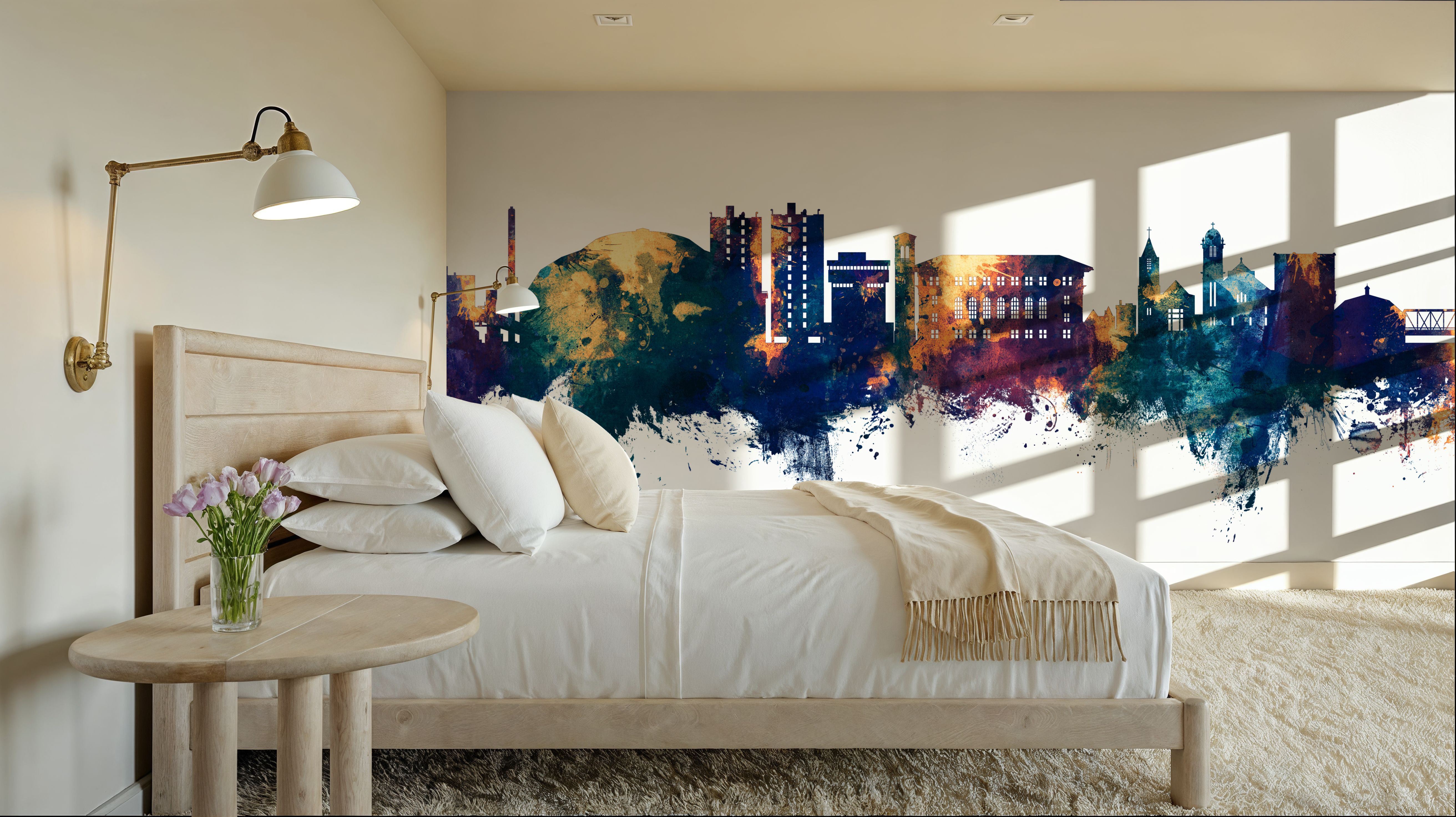 Cedar Falls Iowa Skyline Blue & Bronze