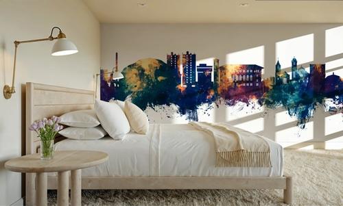 Cedar Falls Iowa Skyline Blue & Bronze
