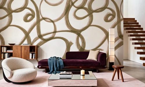 Curly Brush Lines, Beige
