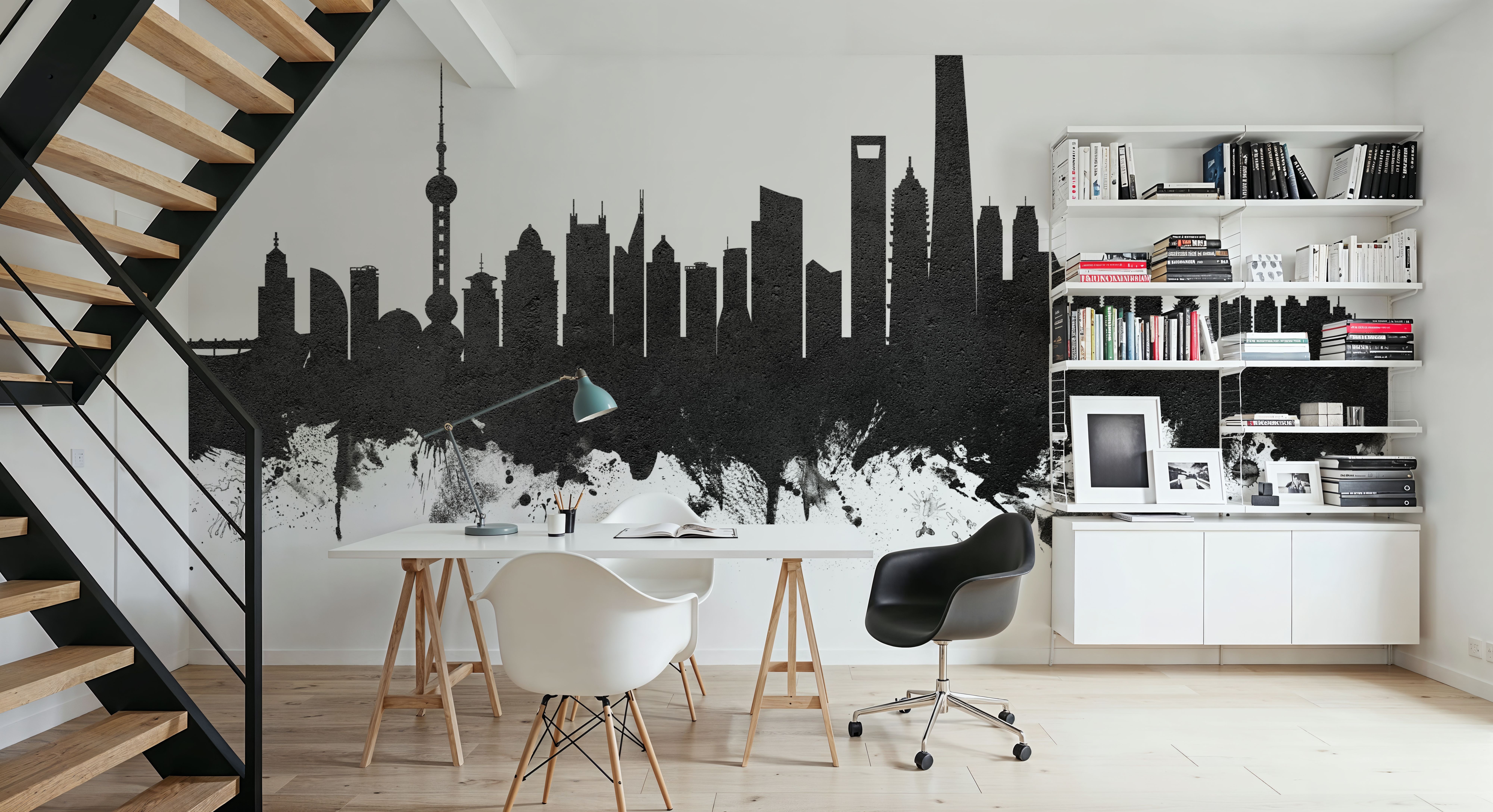 Shanghai China Skyline Black & White