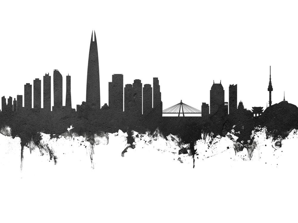 Seoul Skyline Black & White