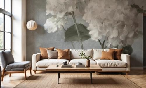 White Hydrangeas on Gray