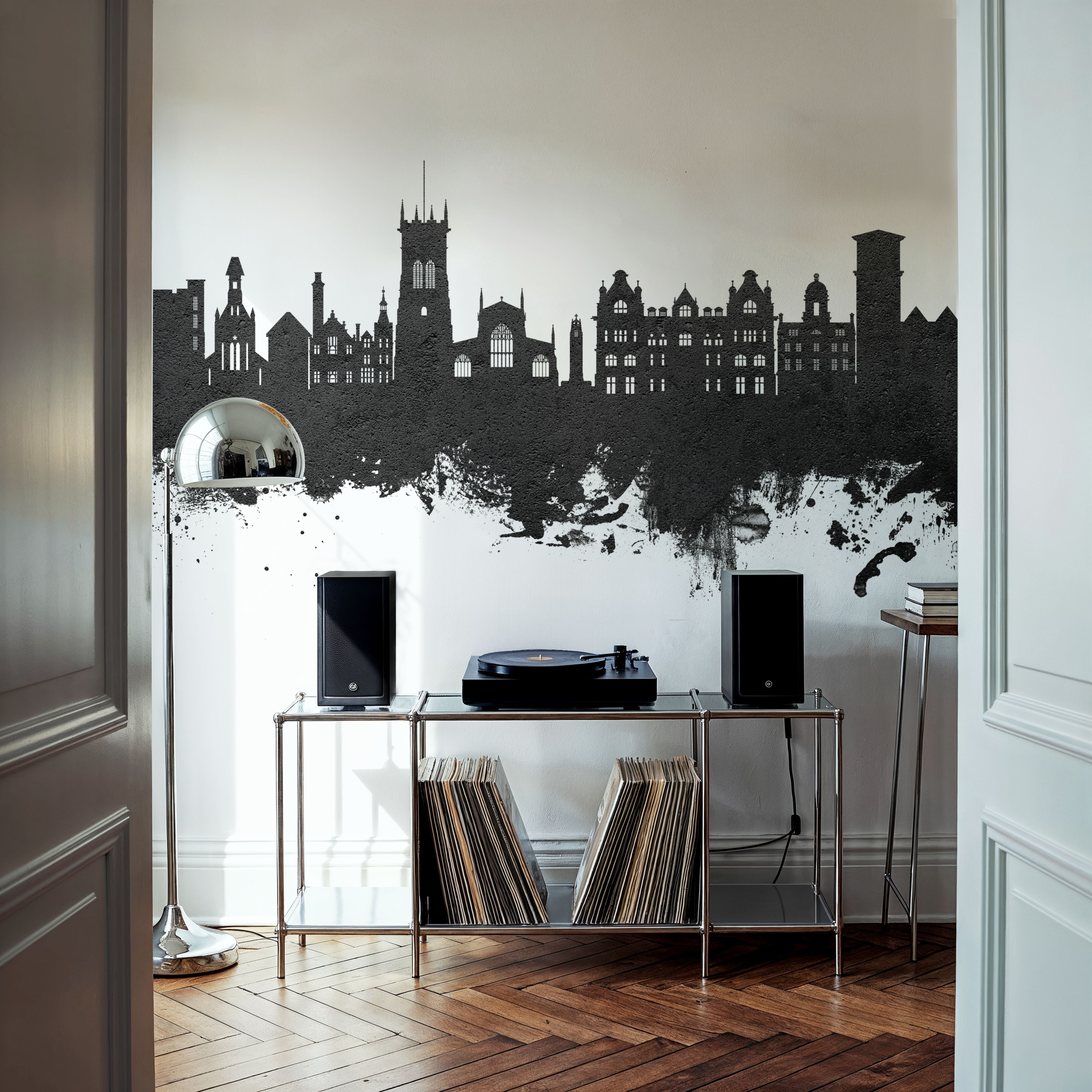 Wigan England Skyline Black & White 