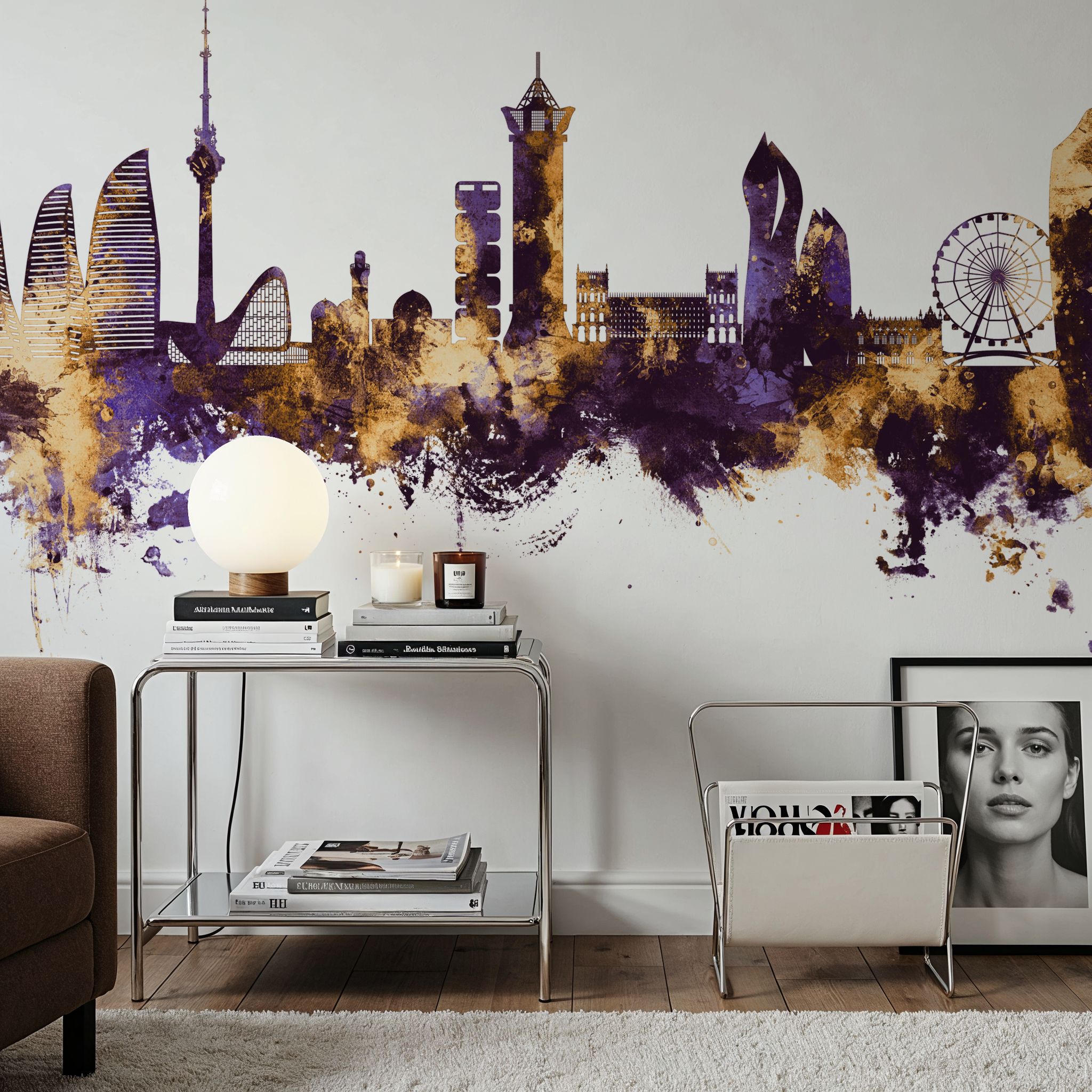 Baku Skyline Purple & Gold