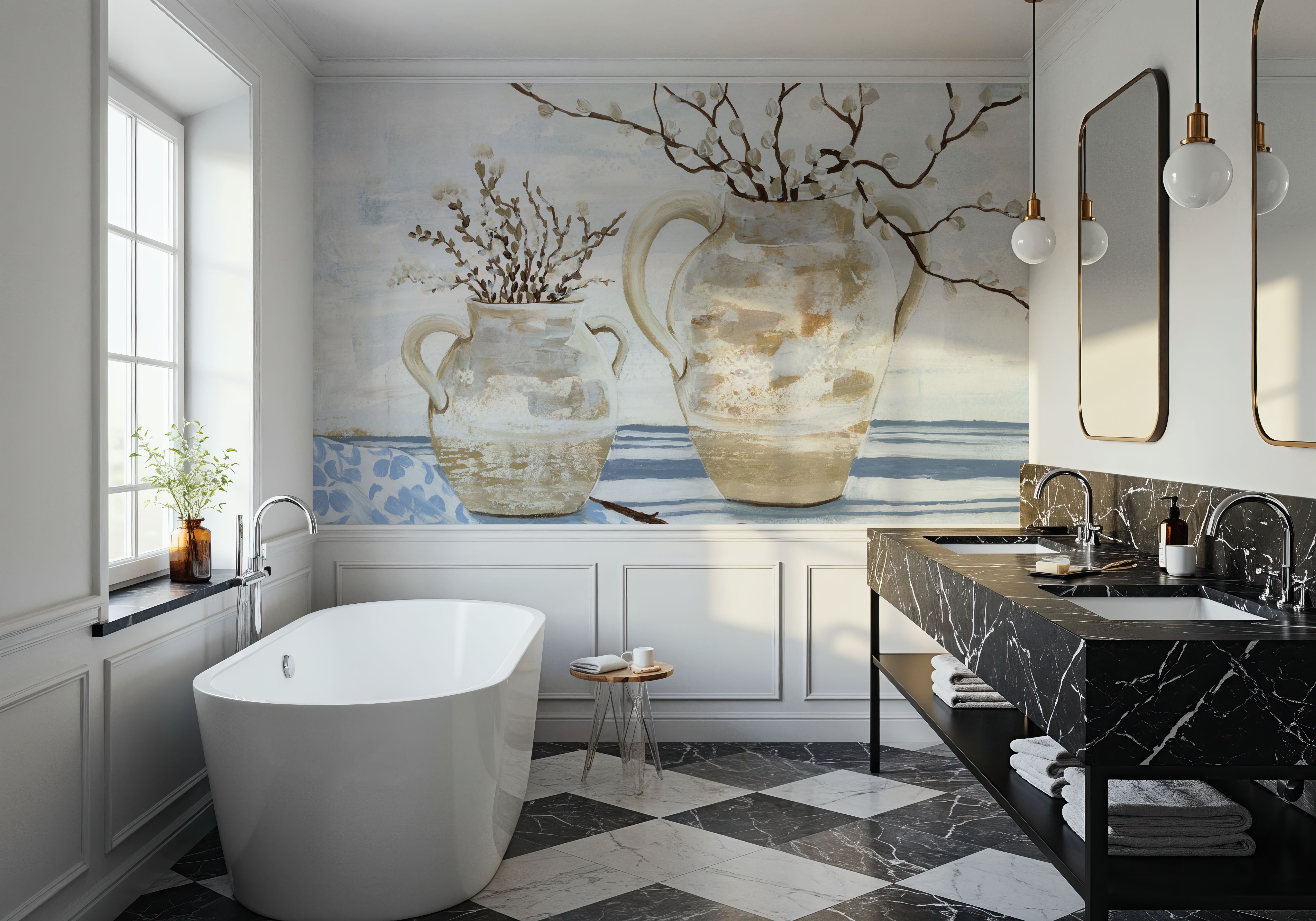 Chantilly Cottage Jugs, Wallpaper