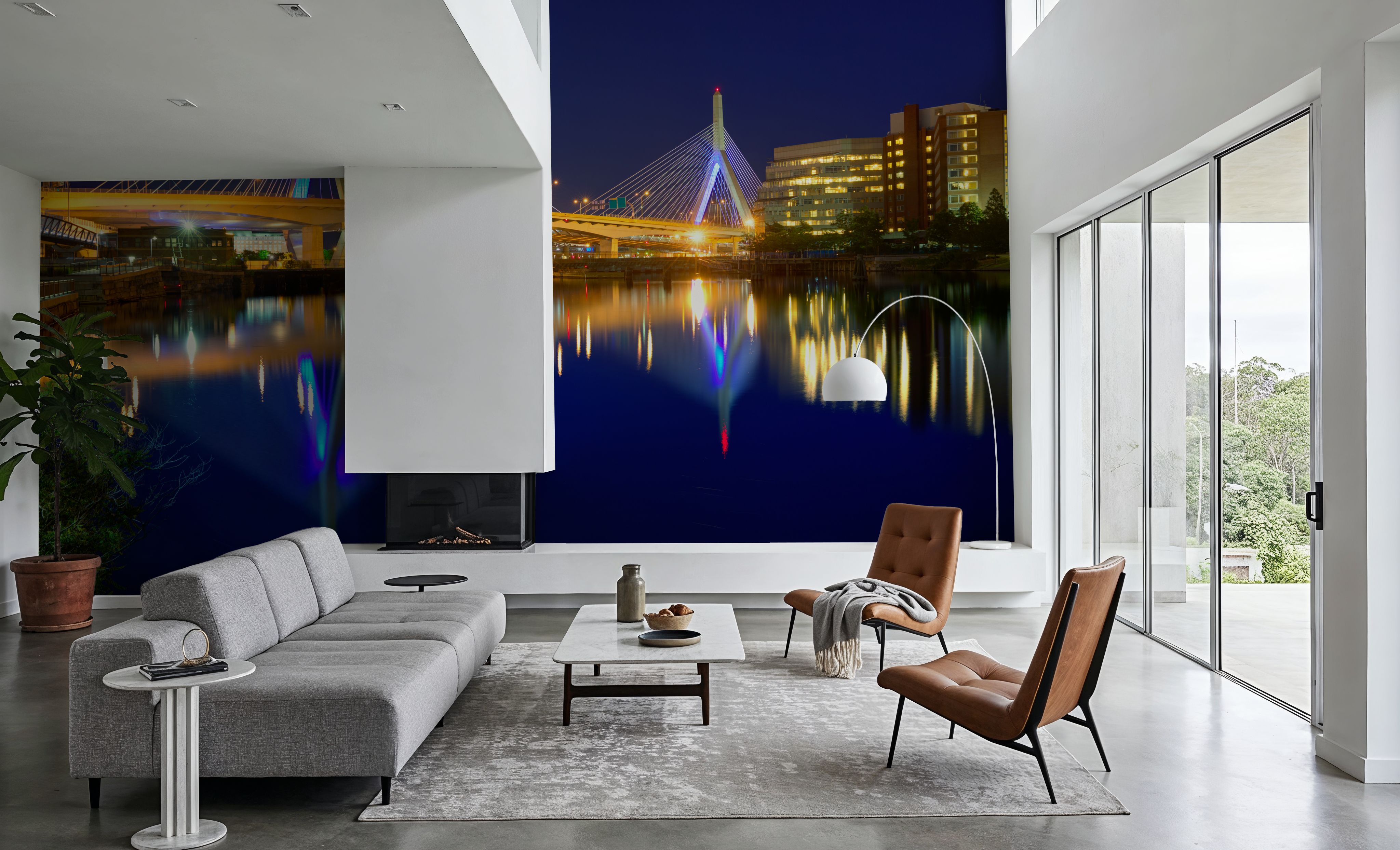 Wall Mural - Zakim - Architecture Big Cities mural wallpaper - Dining Room - Wallism US - Premium, Textured or Peel & Stick