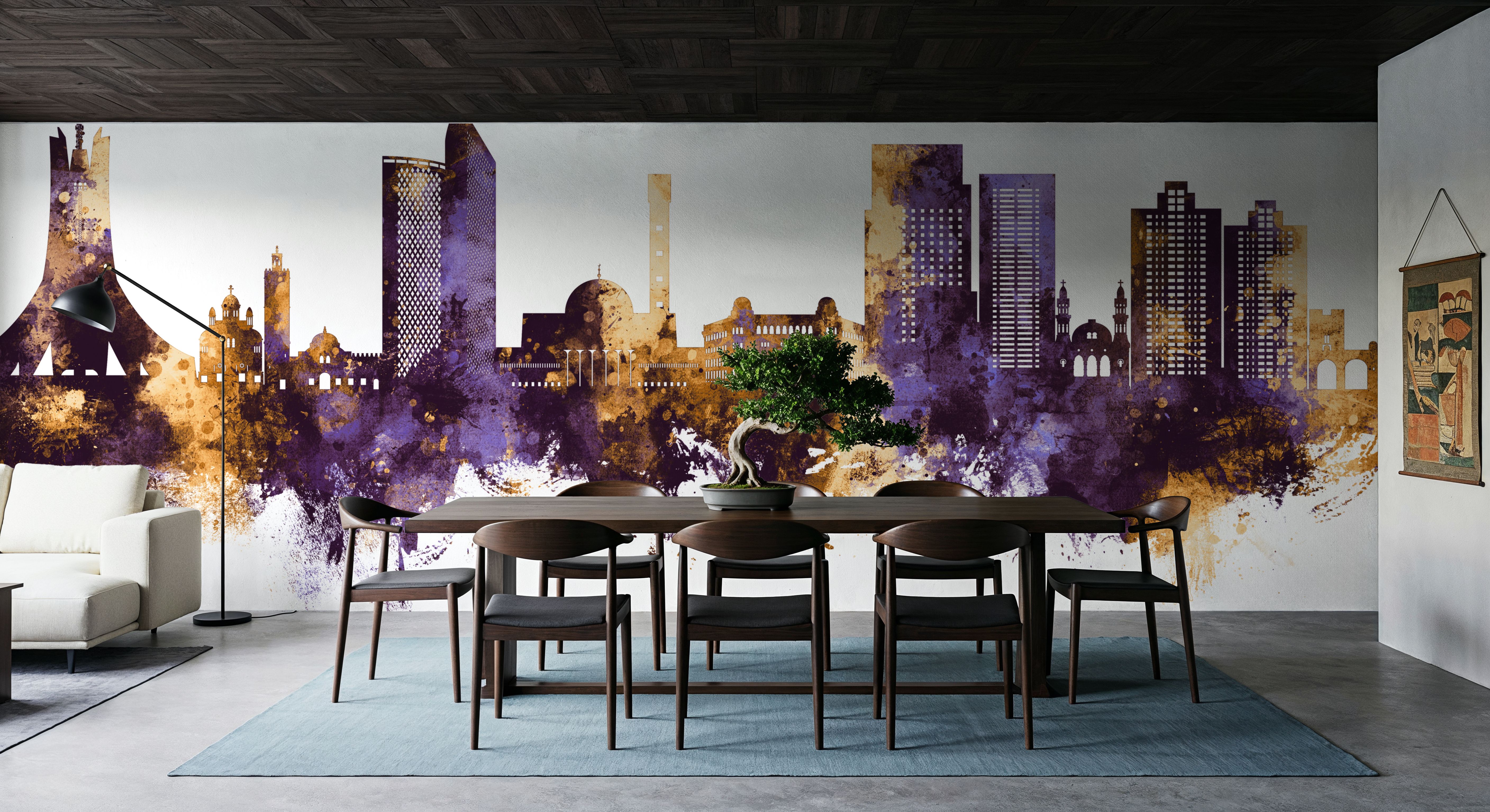 Algiers Algeria Skyline Purple & Gold