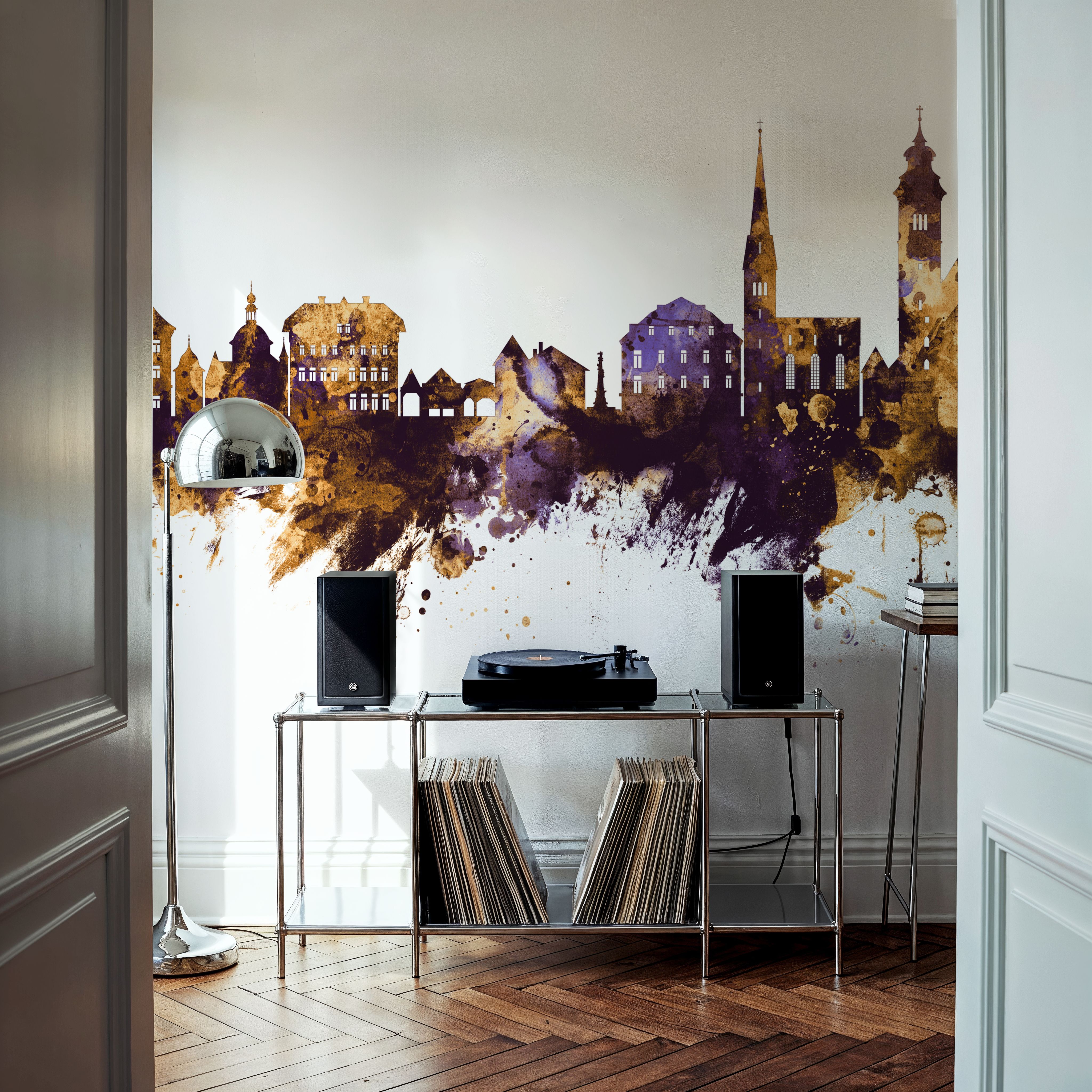Hallstatt Austria Skyline Purple & Gold