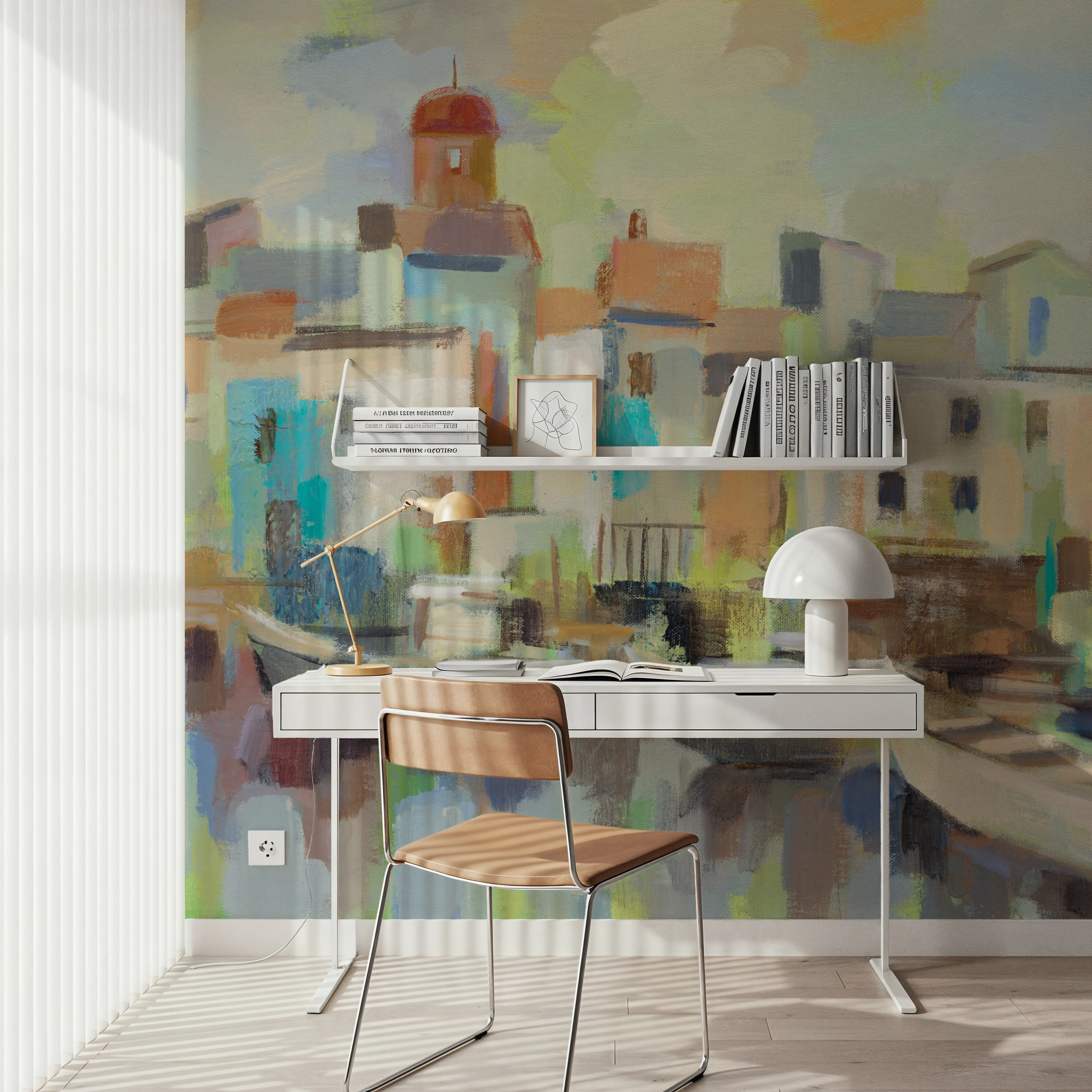 Fotobehang - Chartreuse Light - Abstract Kunst Voertuigen Mural - Blauw - Eetkamer - Wallism België - Zelfklevend of Vliesbehang