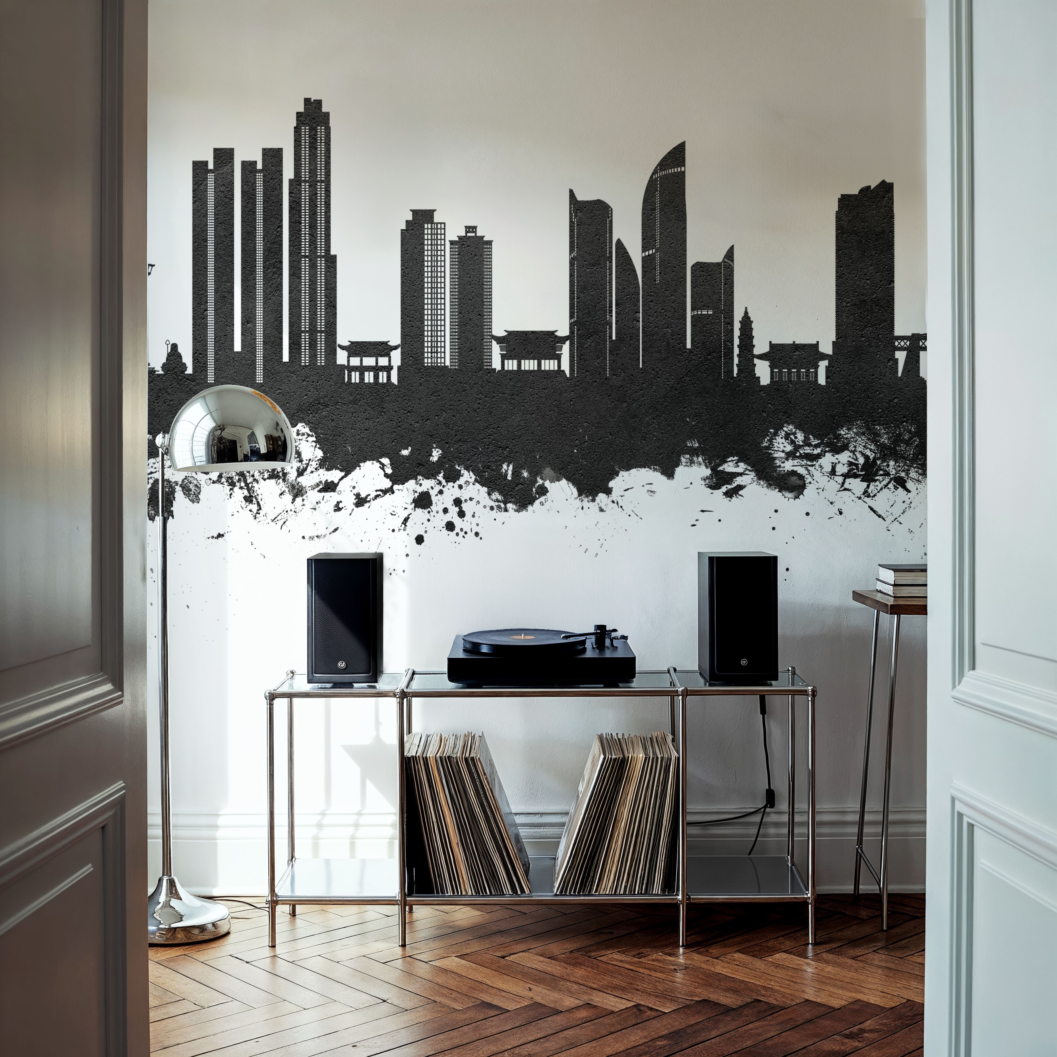 Busan South Korea Skyline Black & White