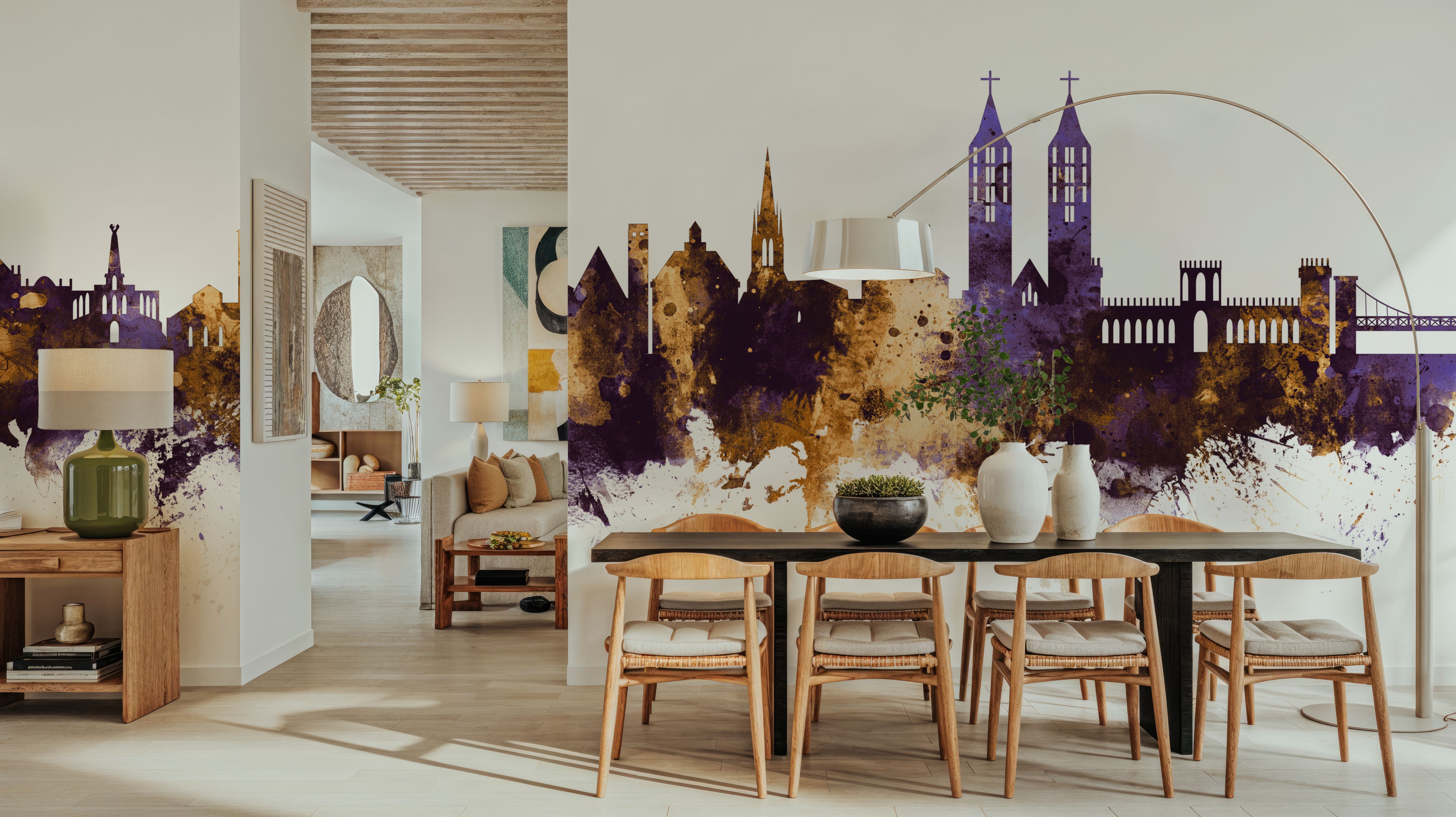 Kassel Germany Skyline Purple & Gold