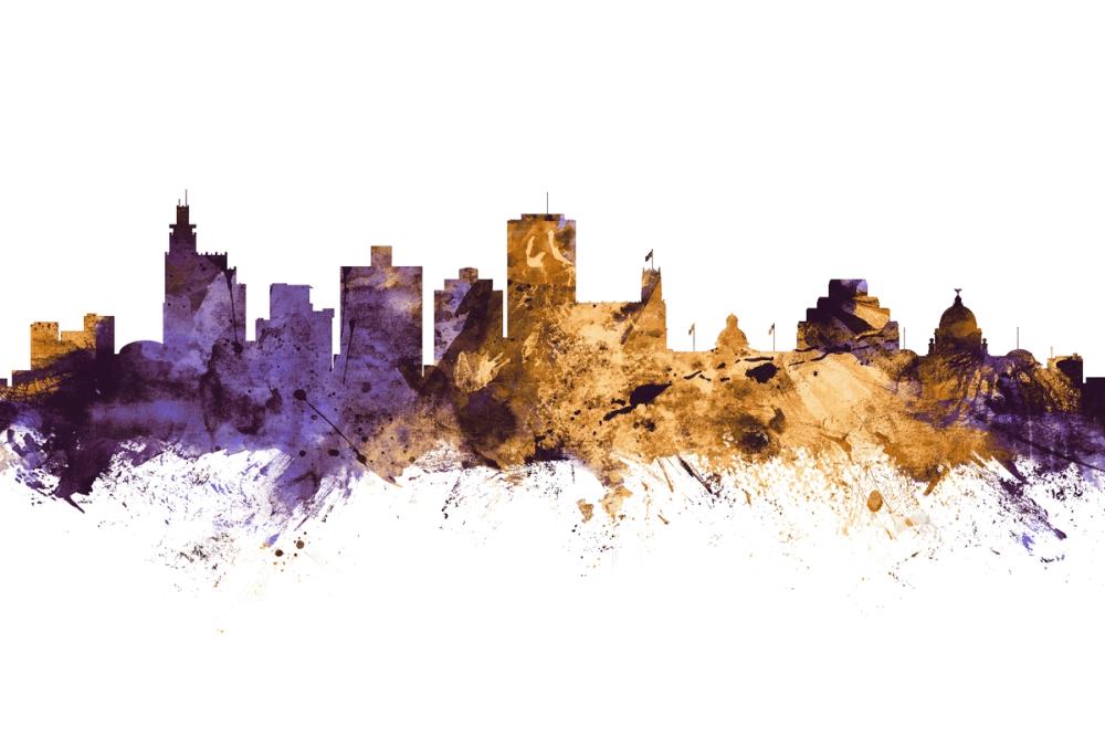 Jackson Mississippi Skyline Purple & Gold
