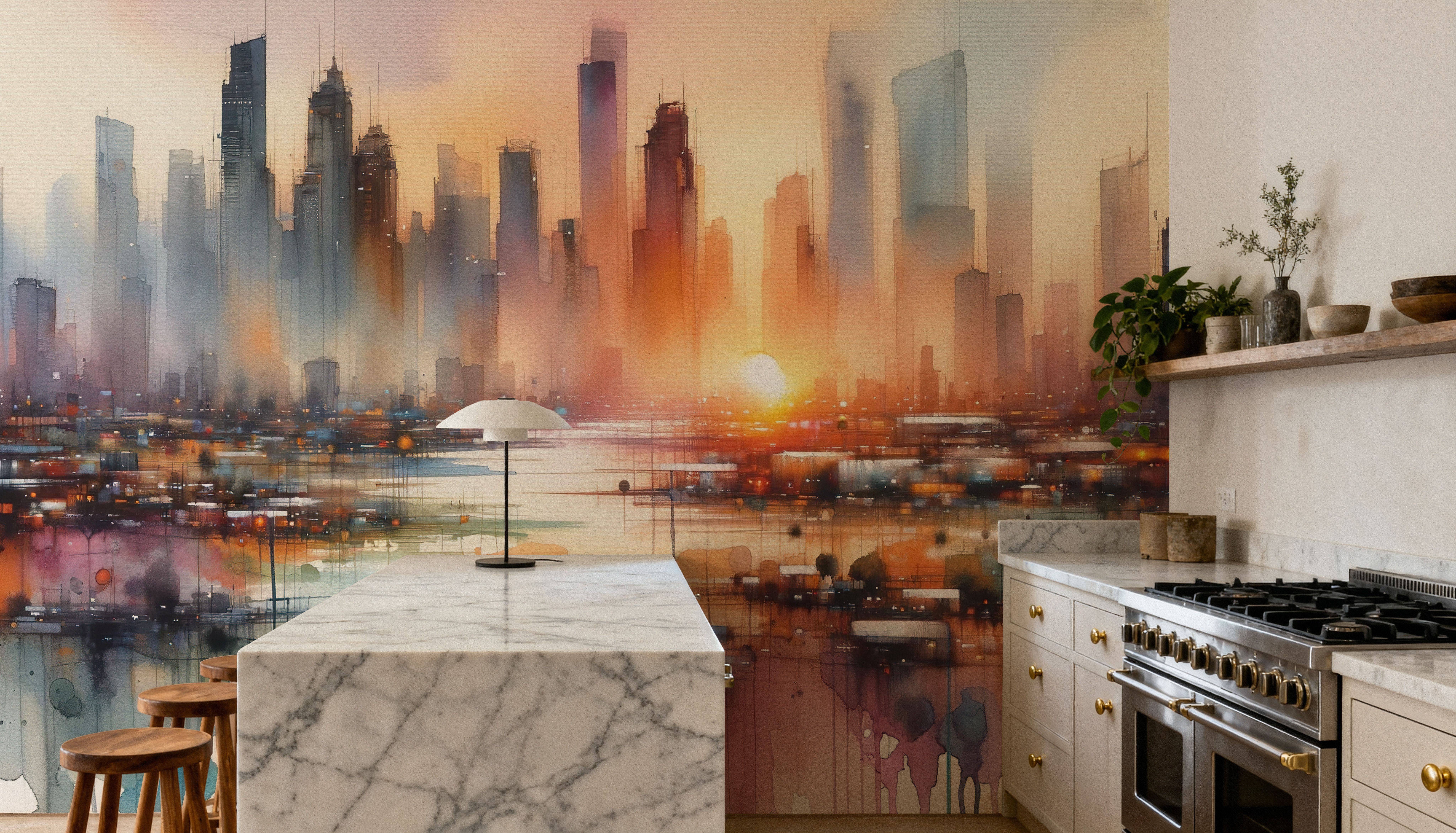 Vibrant Cityscape at Sunset
