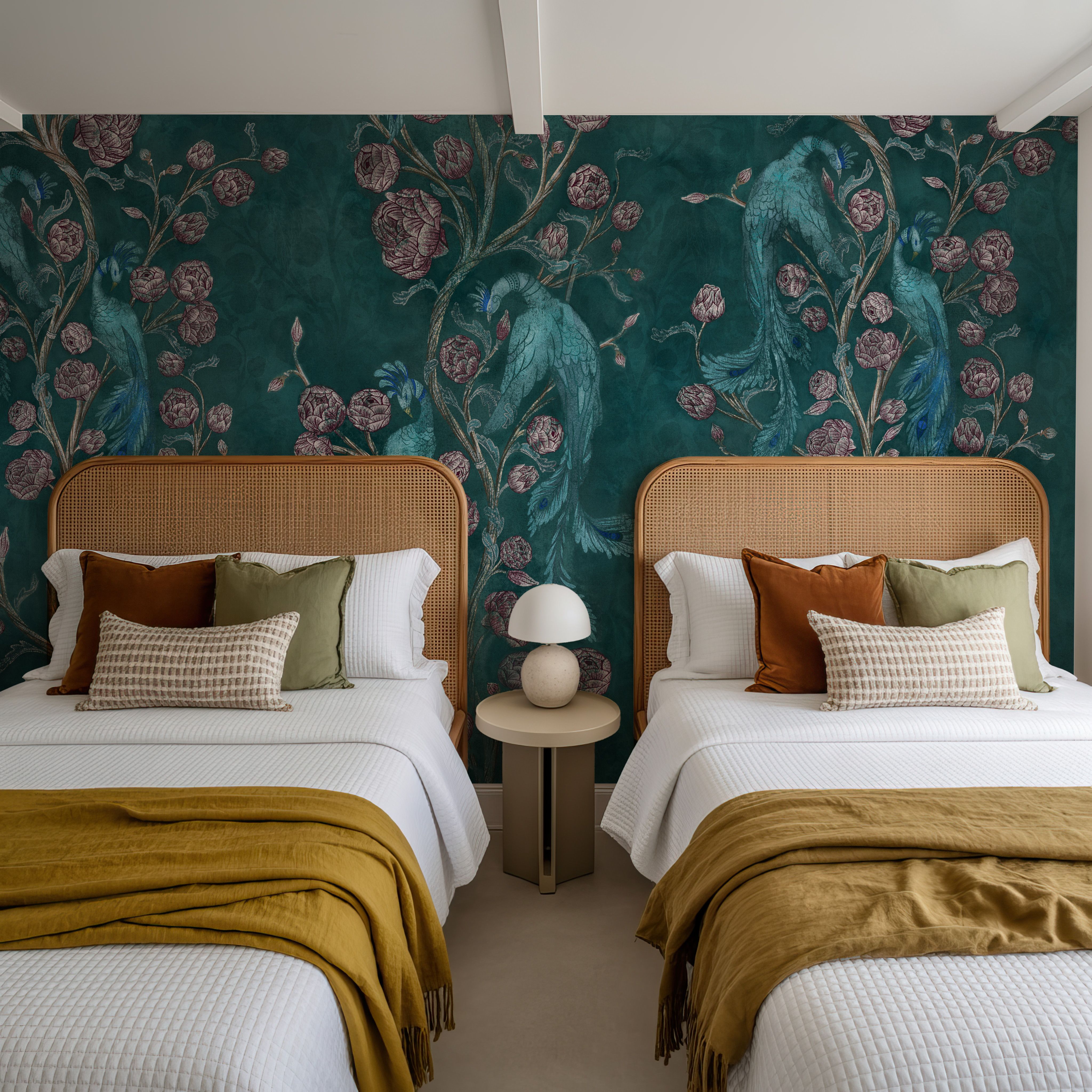 Peacock and Peony Chinoiserie Teal